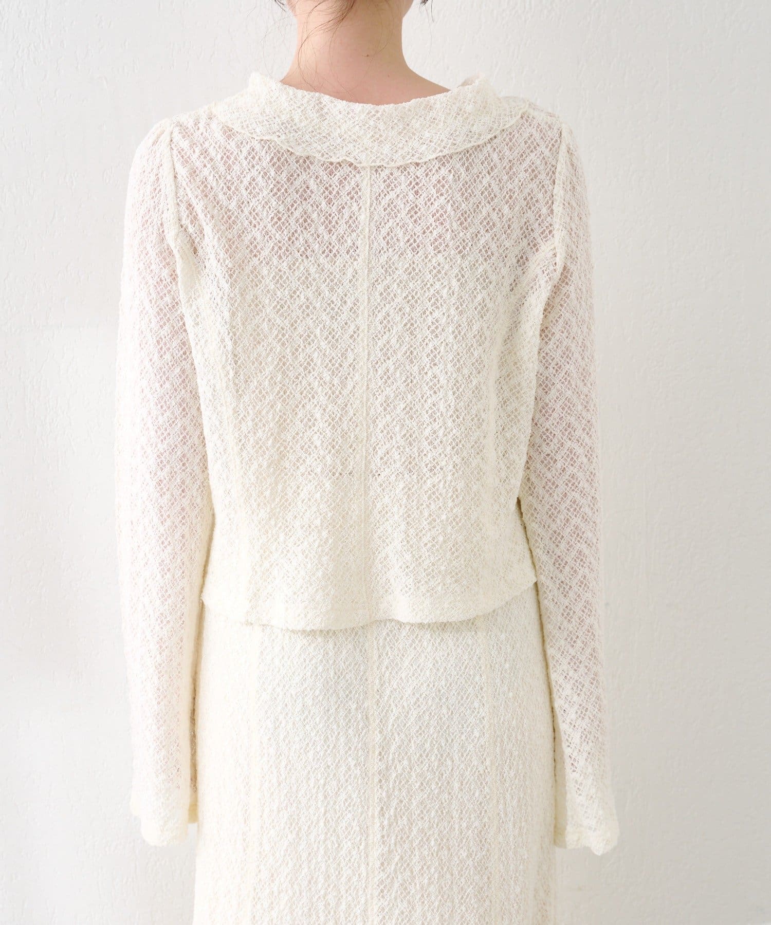 Kastane(カスタネ) 【セットアップ対応】クロスジャガード衿付きカーディガン