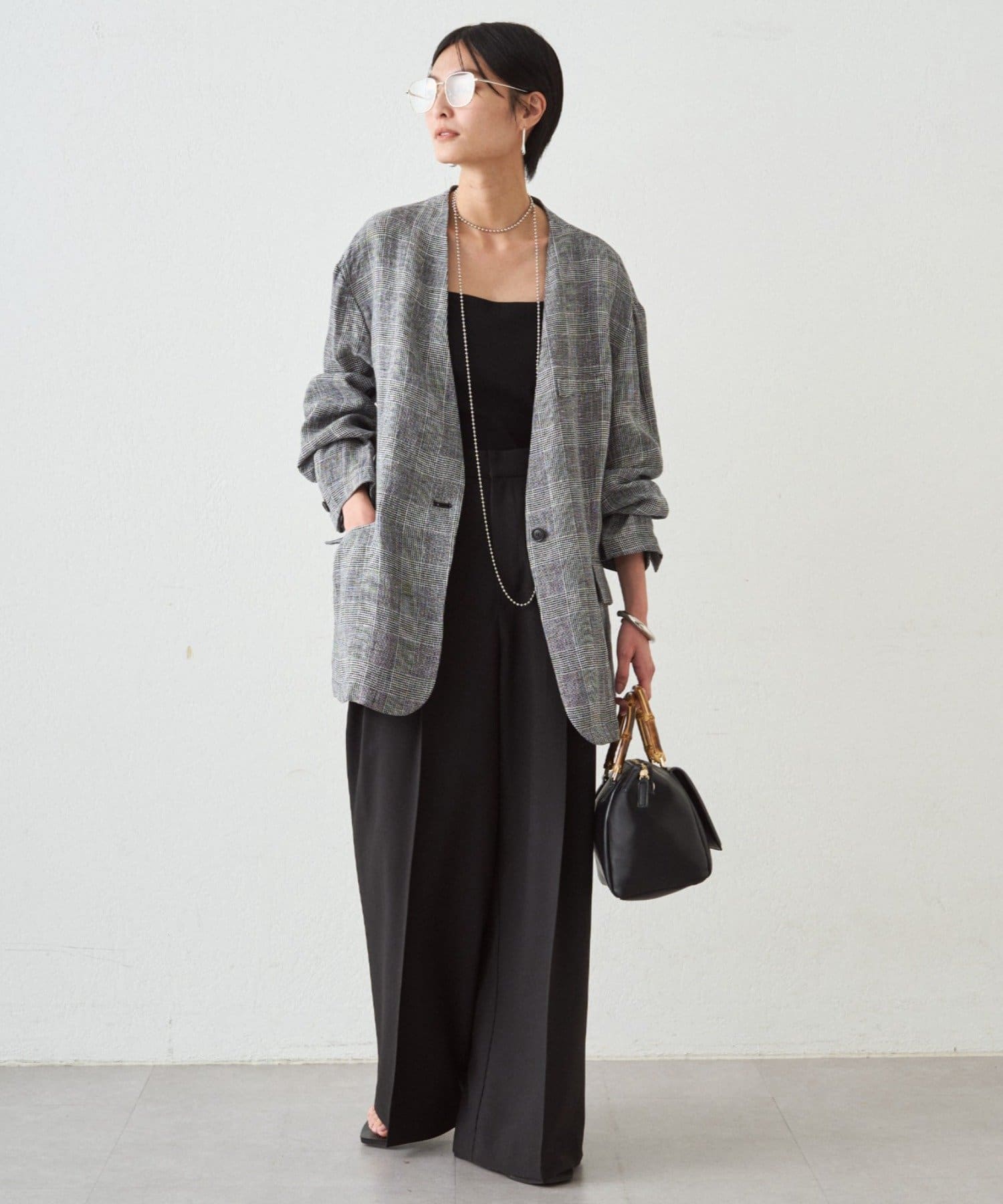 LOUNGEDRESS(ラウンジドレス) チェックリネンBIGジャケット