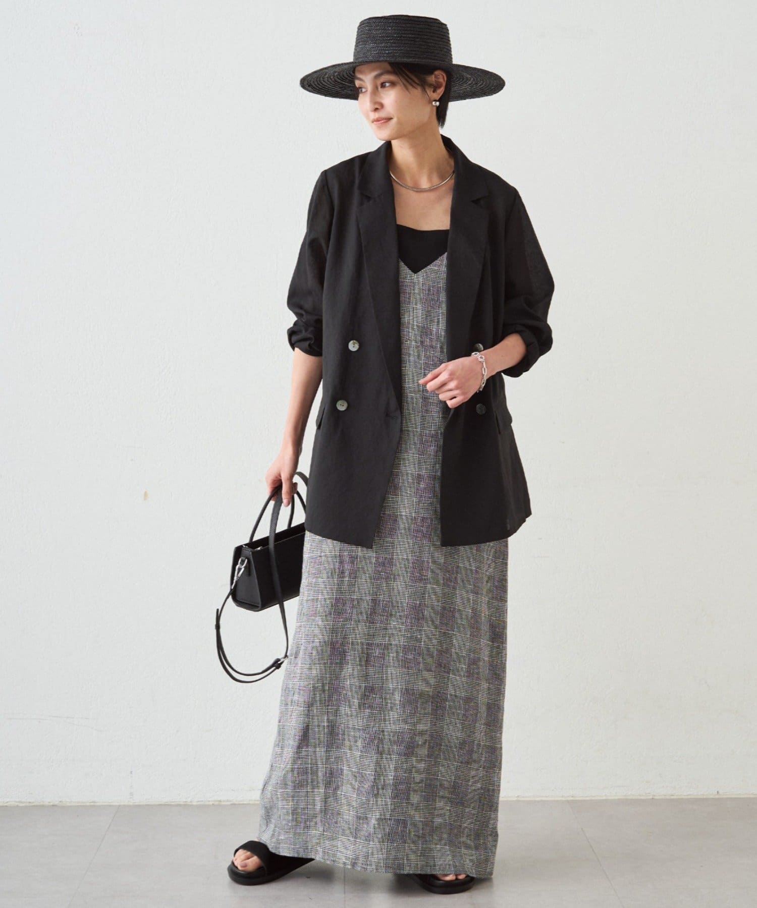LOUNGEDRESS(ラウンジドレス) チェックリネンキャミワンピース
