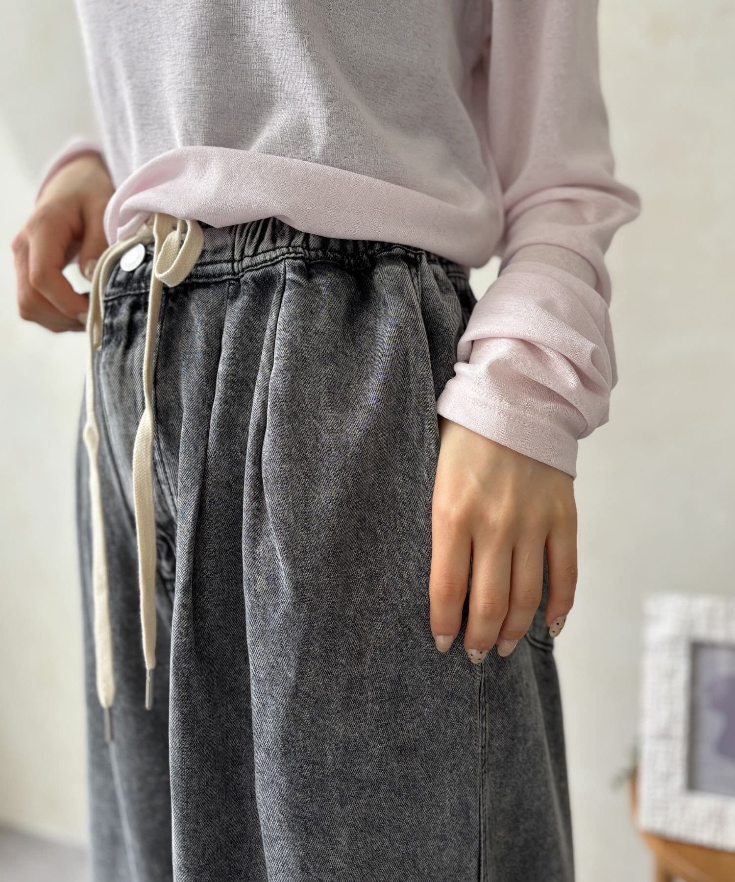 LOCUST(ローカスト) 【快適・スタイルアップ】デニムイージーパンツ