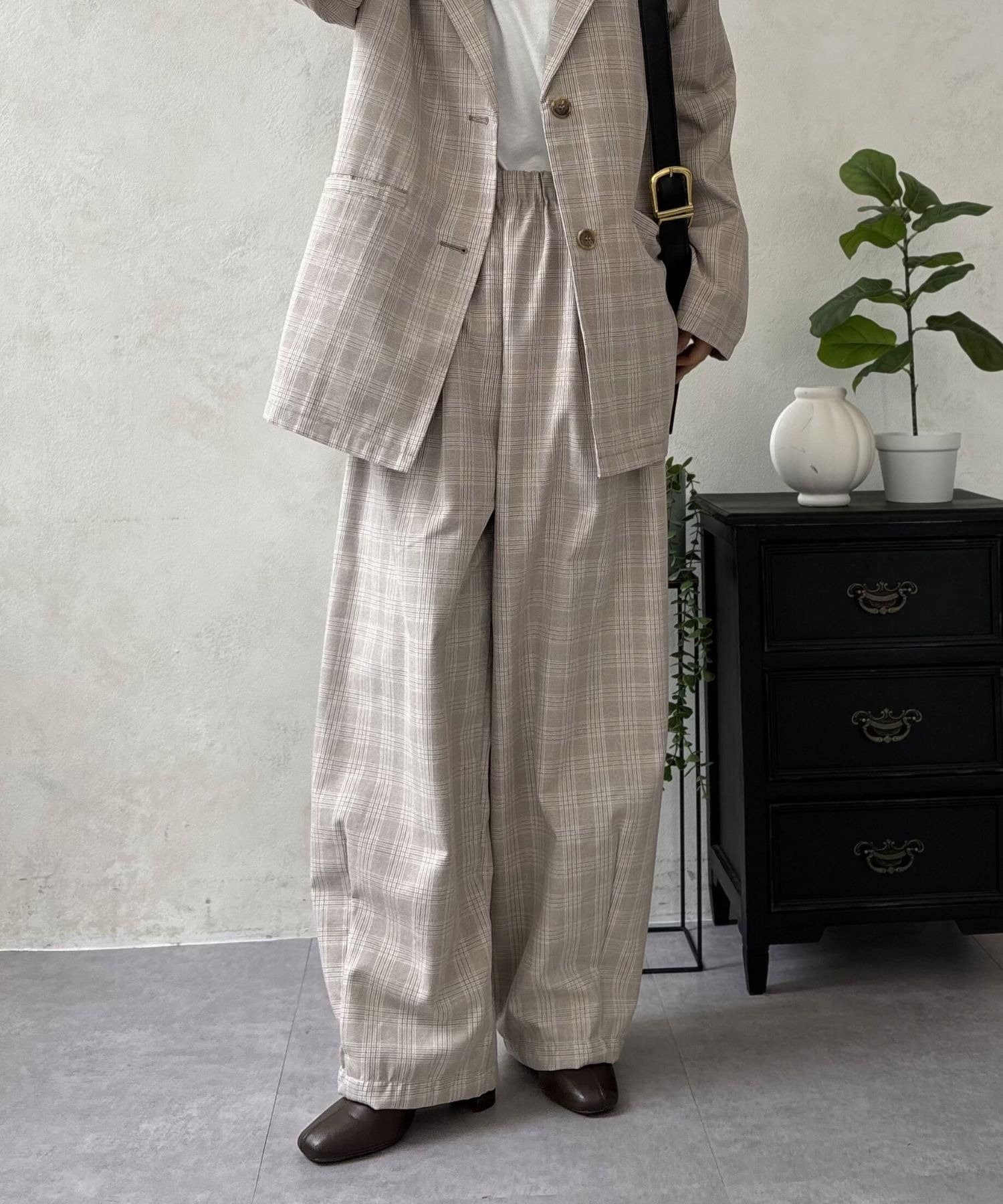 LOCUST(ローカスト) 【セットアップ対応】TRチェックコクーンパンツ