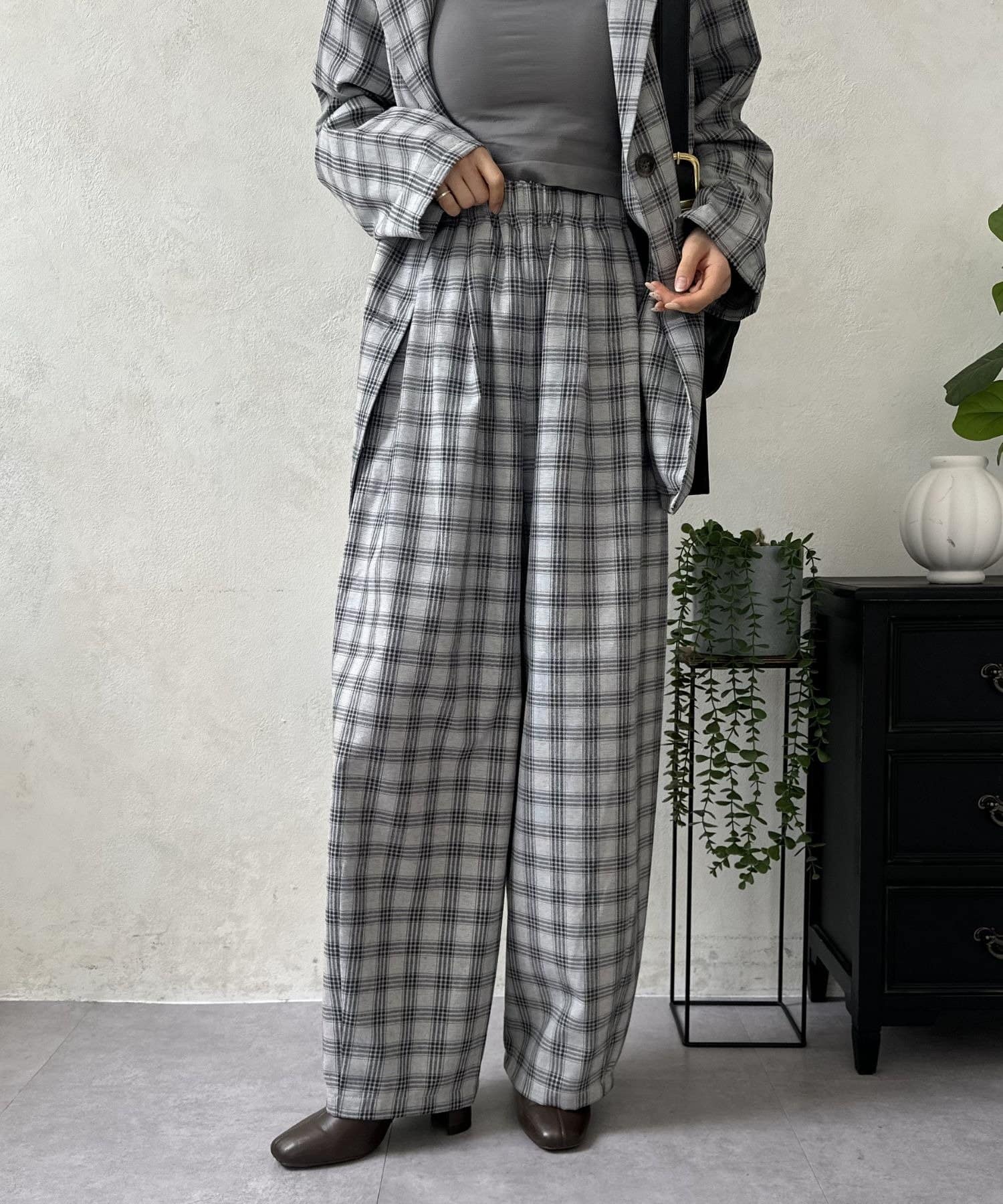 LOCUST(ローカスト) 【セットアップ対応】TRチェックコクーンパンツ