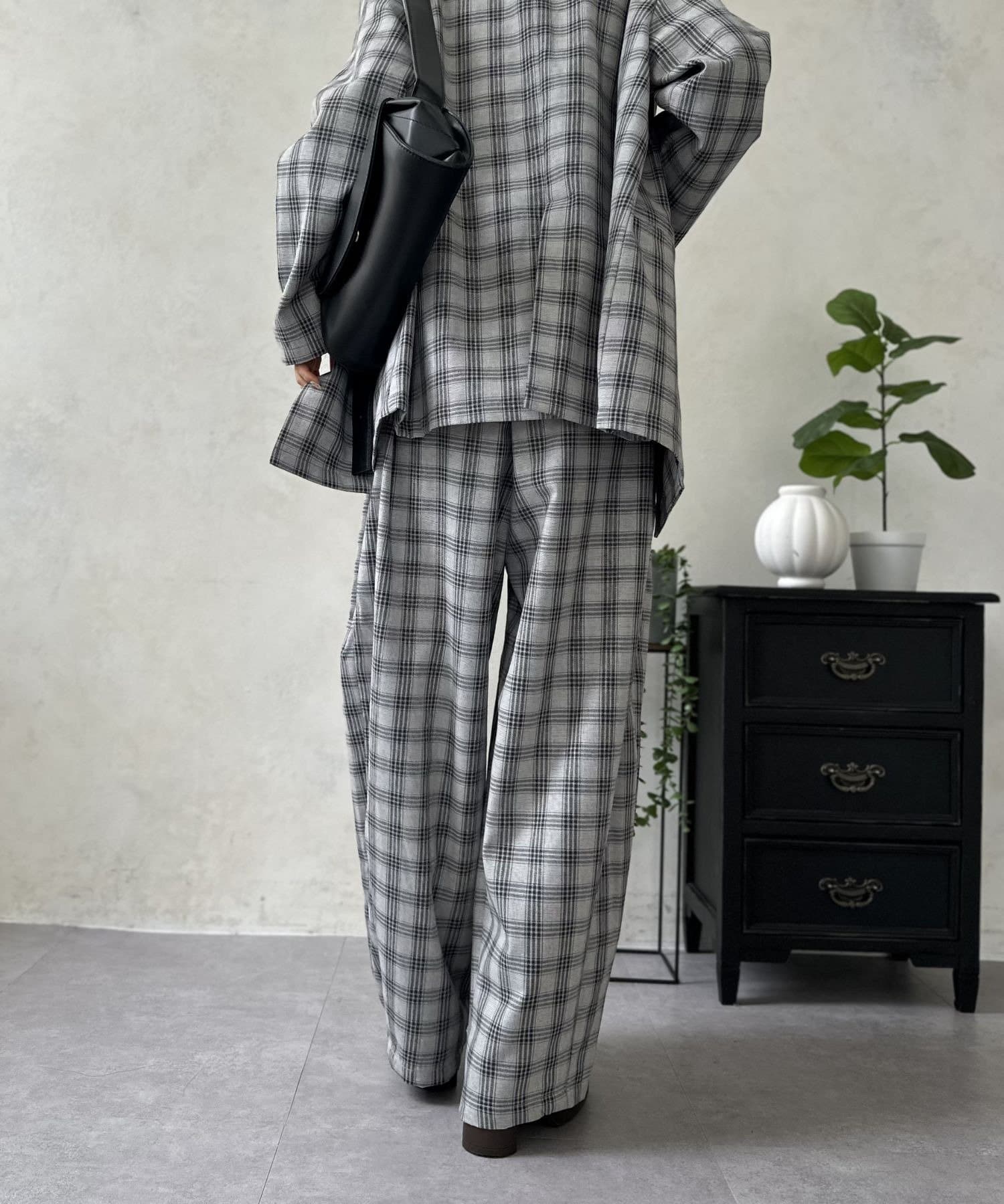 LOCUST(ローカスト) 【セットアップ対応】TRチェックコクーンパンツ