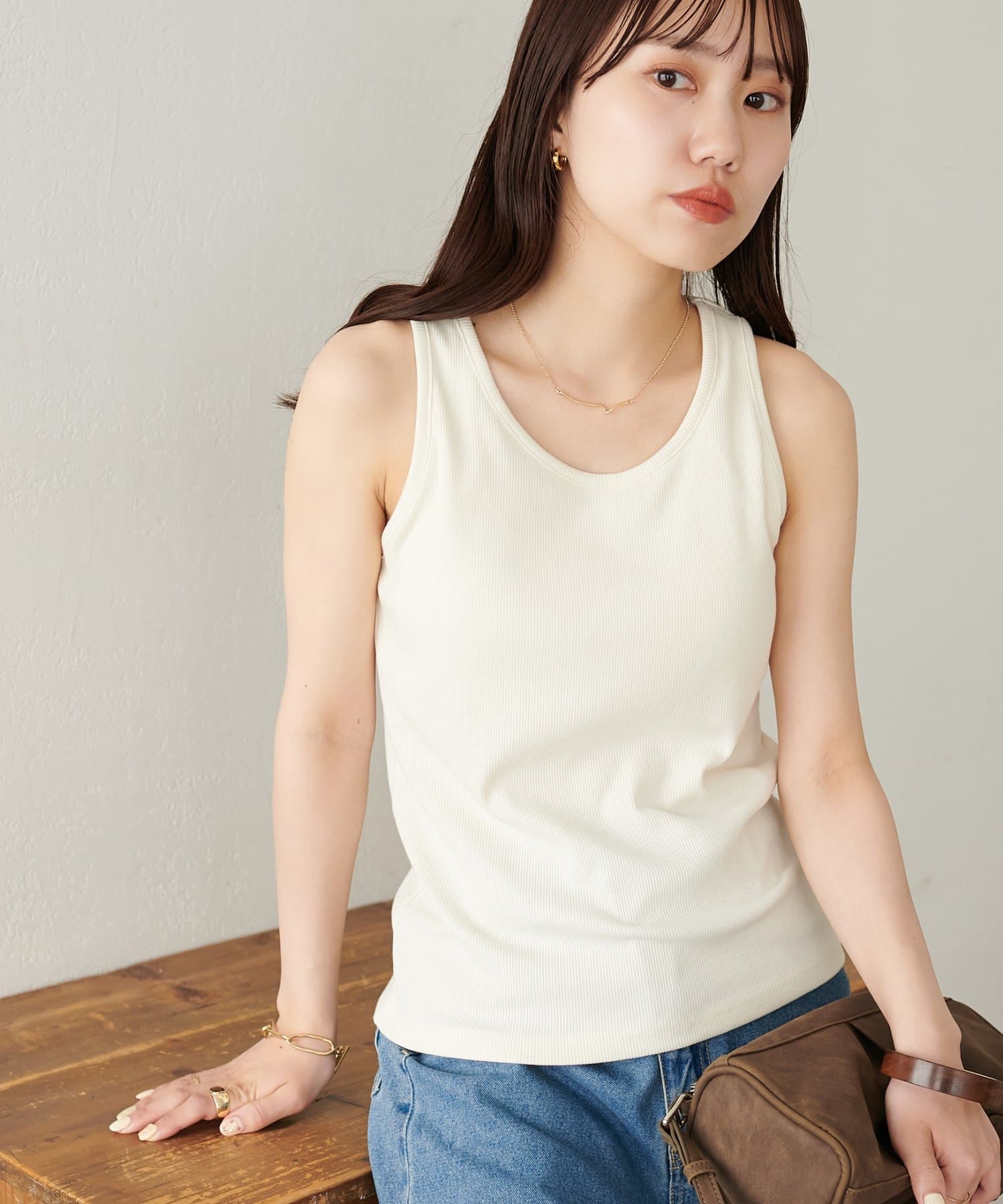 DISCOAT(ディスコート) カップ付きリブタンクトップ