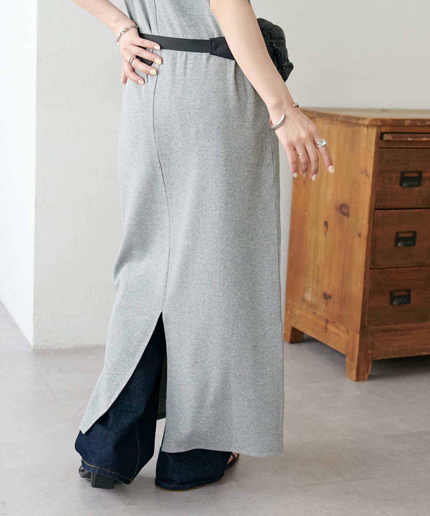 DISCOAT(ディスコート) リブピコレースヘンリーカット半袖ワンピース