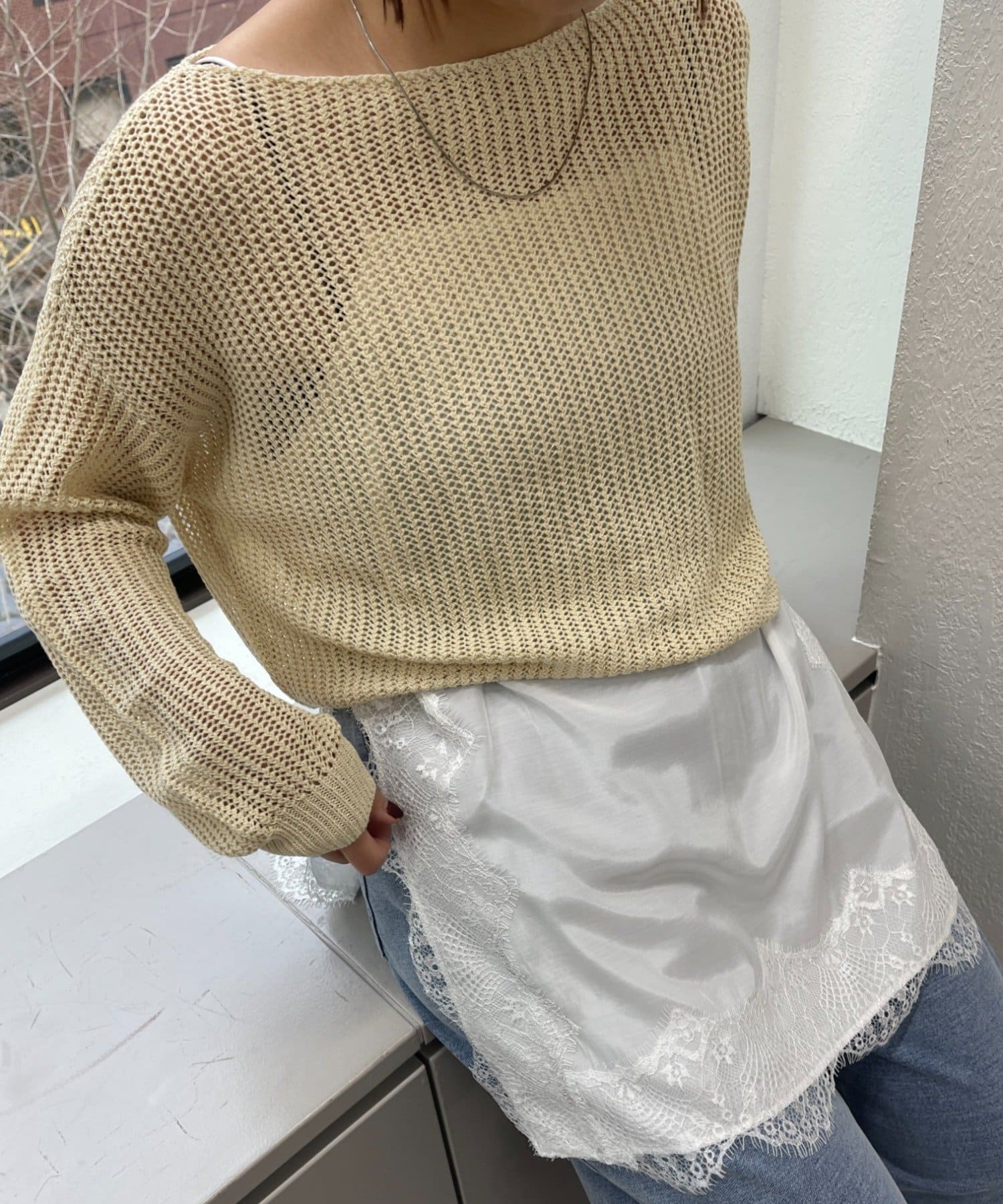 Omekashi(オメカシ) スリットレースキャミソール