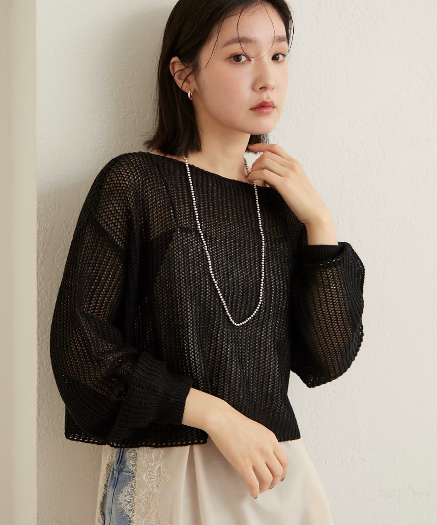 Omekashi(オメカシ) メッシュワイドニット