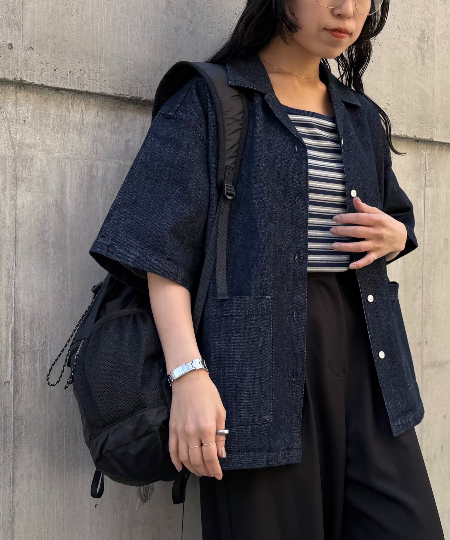 COLONY 2139(コロニー トゥーワンスリーナイン) 【セットアップ対応】リネン混デニム半袖シャツ