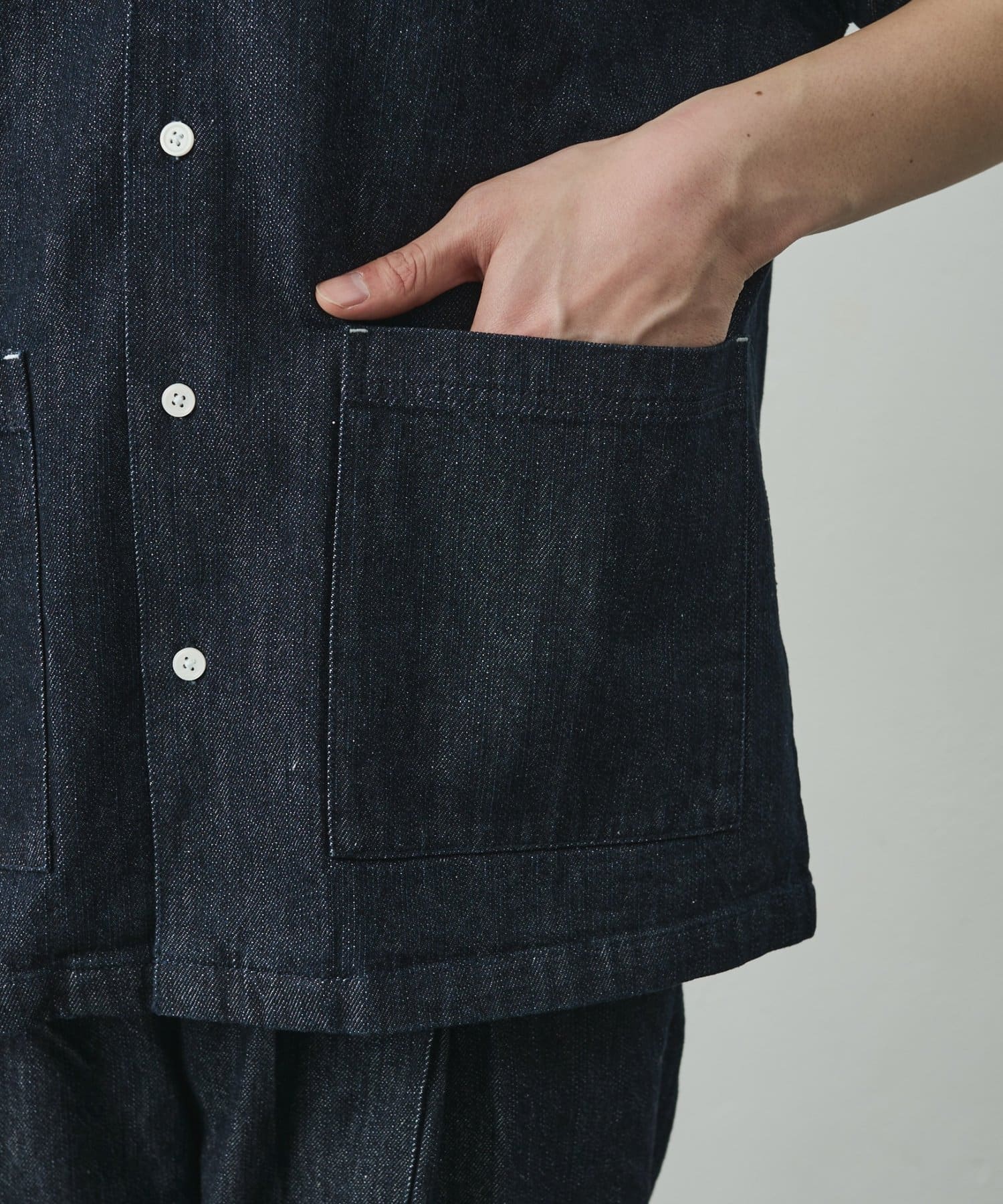 COLONY 2139(コロニー トゥーワンスリーナイン) 【セットアップ対応】リネン混デニム半袖シャツ