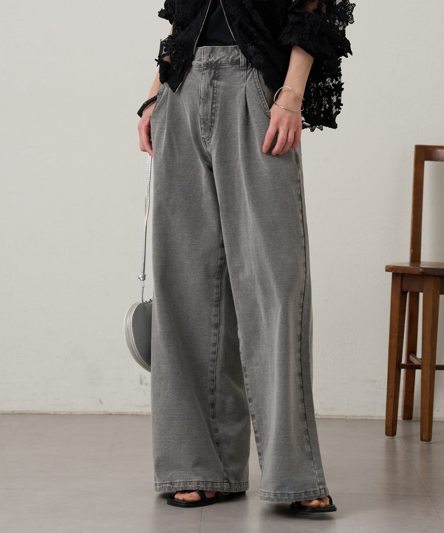 Omekashi(オメカシ) 裾ドロストスウェットデニム