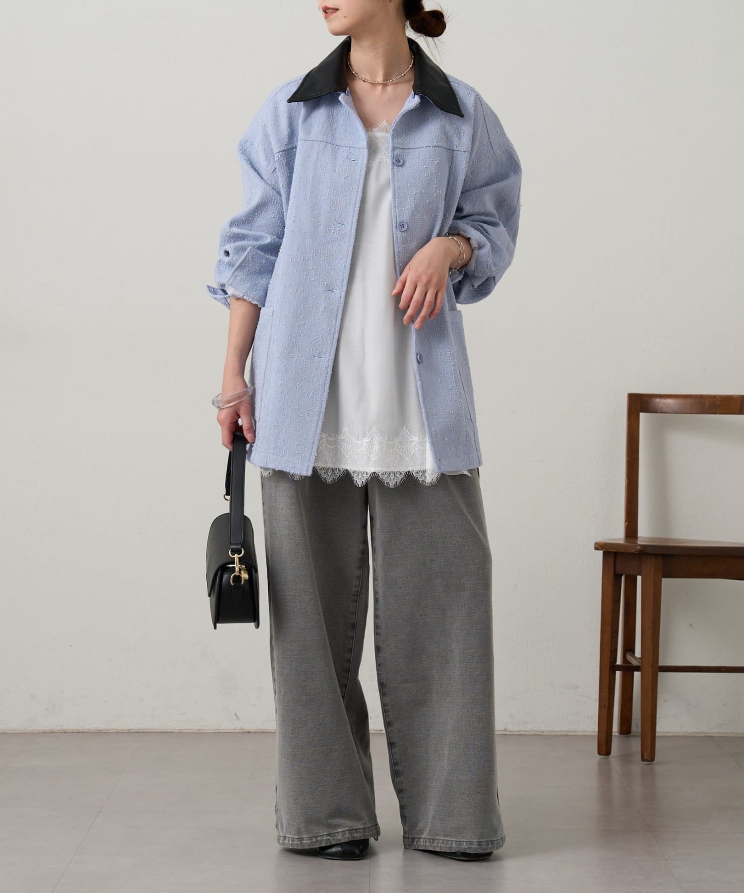 Omekashi(オメカシ) 裾ドロストスウェットデニム