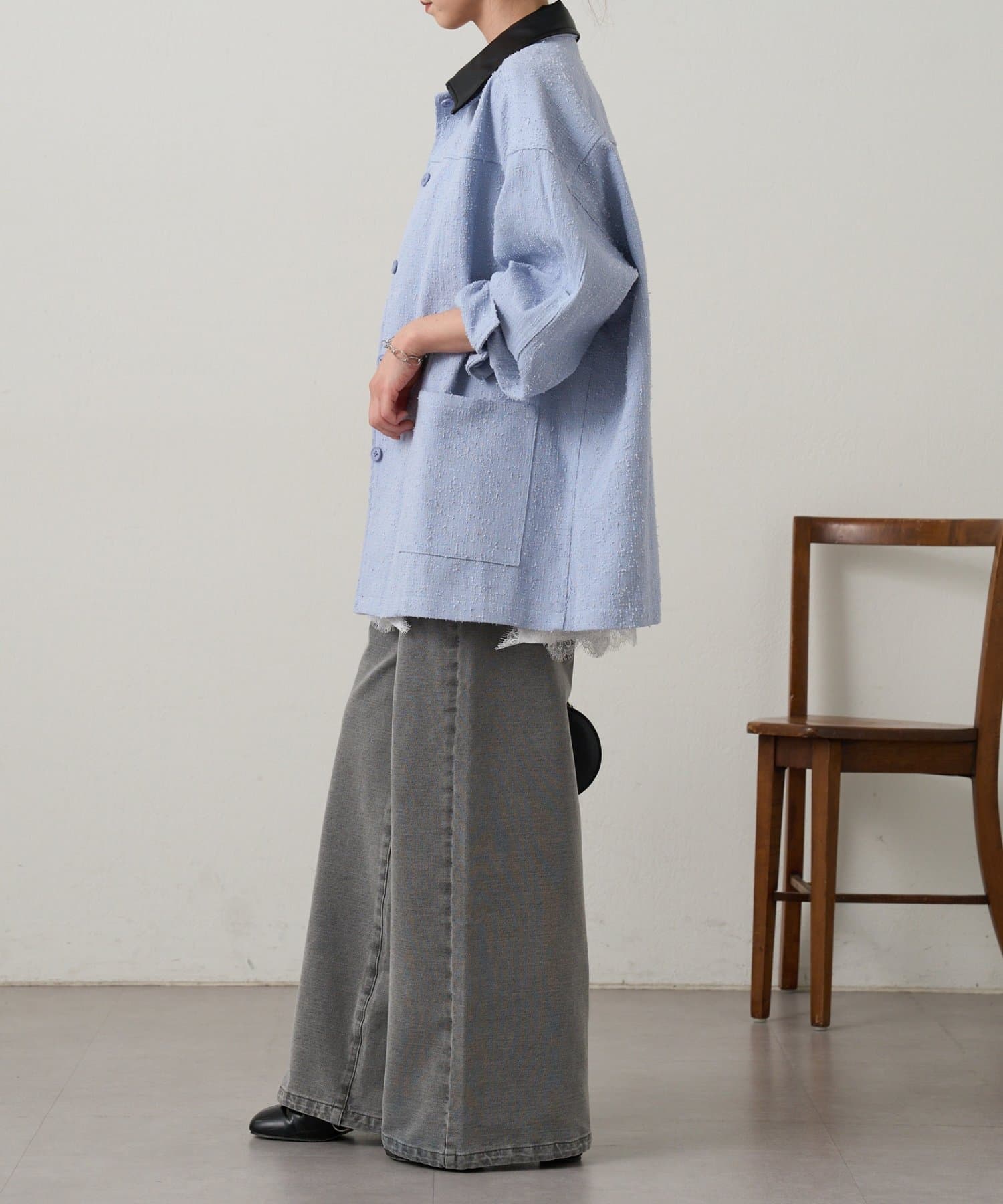 Omekashi(オメカシ) 裾ドロストスウェットデニム