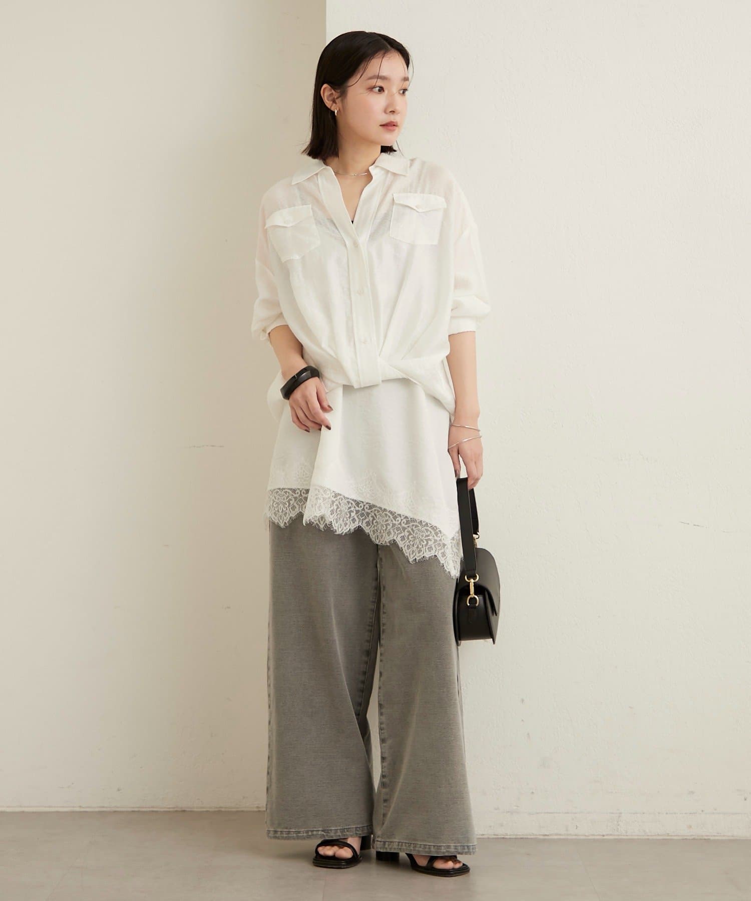 Omekashi(オメカシ) 裾ドロストスウェットデニム