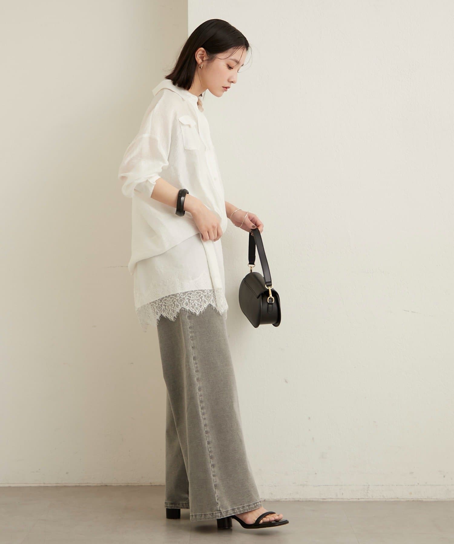 Omekashi(オメカシ) 裾ドロストスウェットデニム