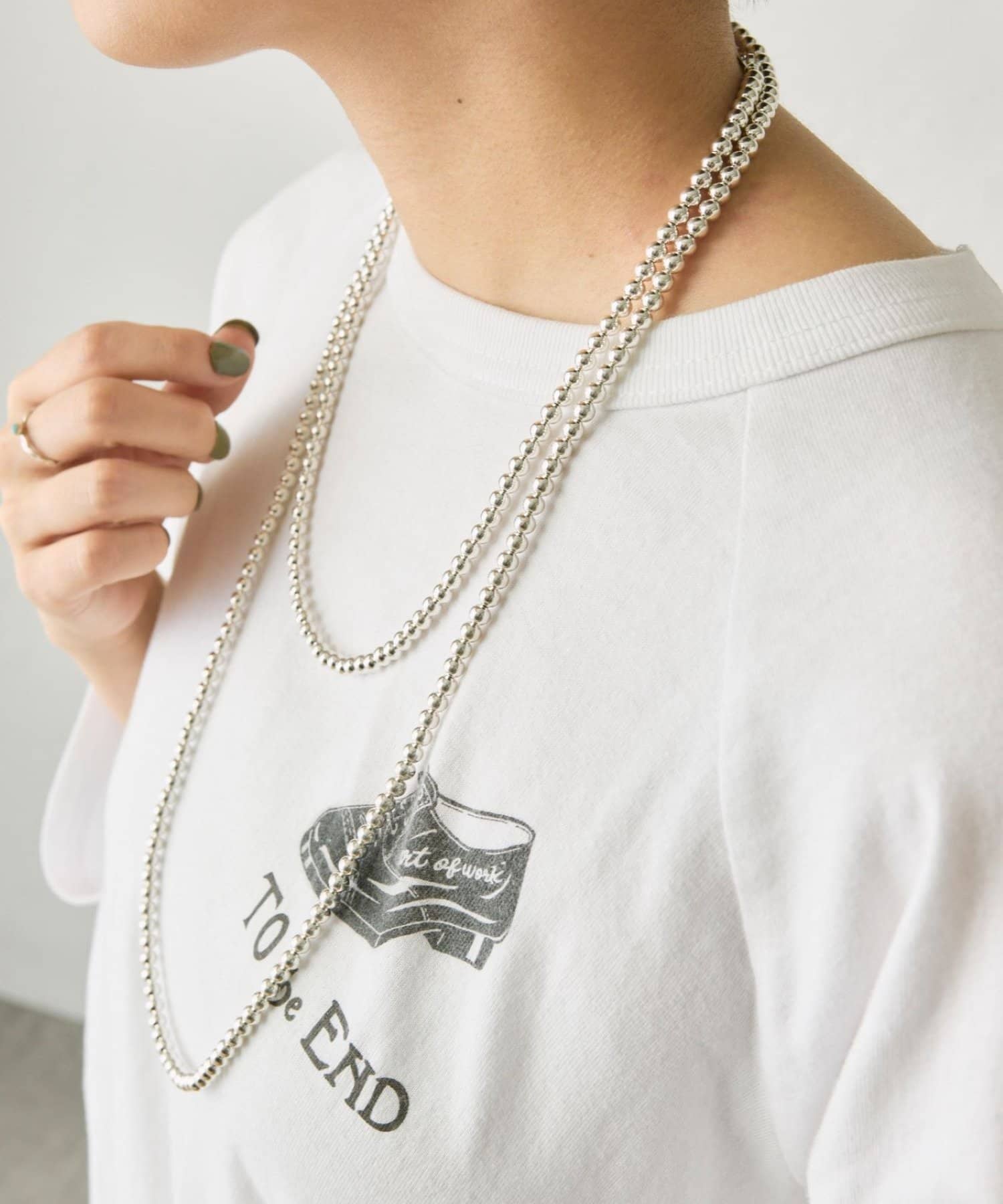 ear PAPILLONNER(イア パピヨネ) 《スターリングシルバー使用》ナバホパール5×125ネックレス