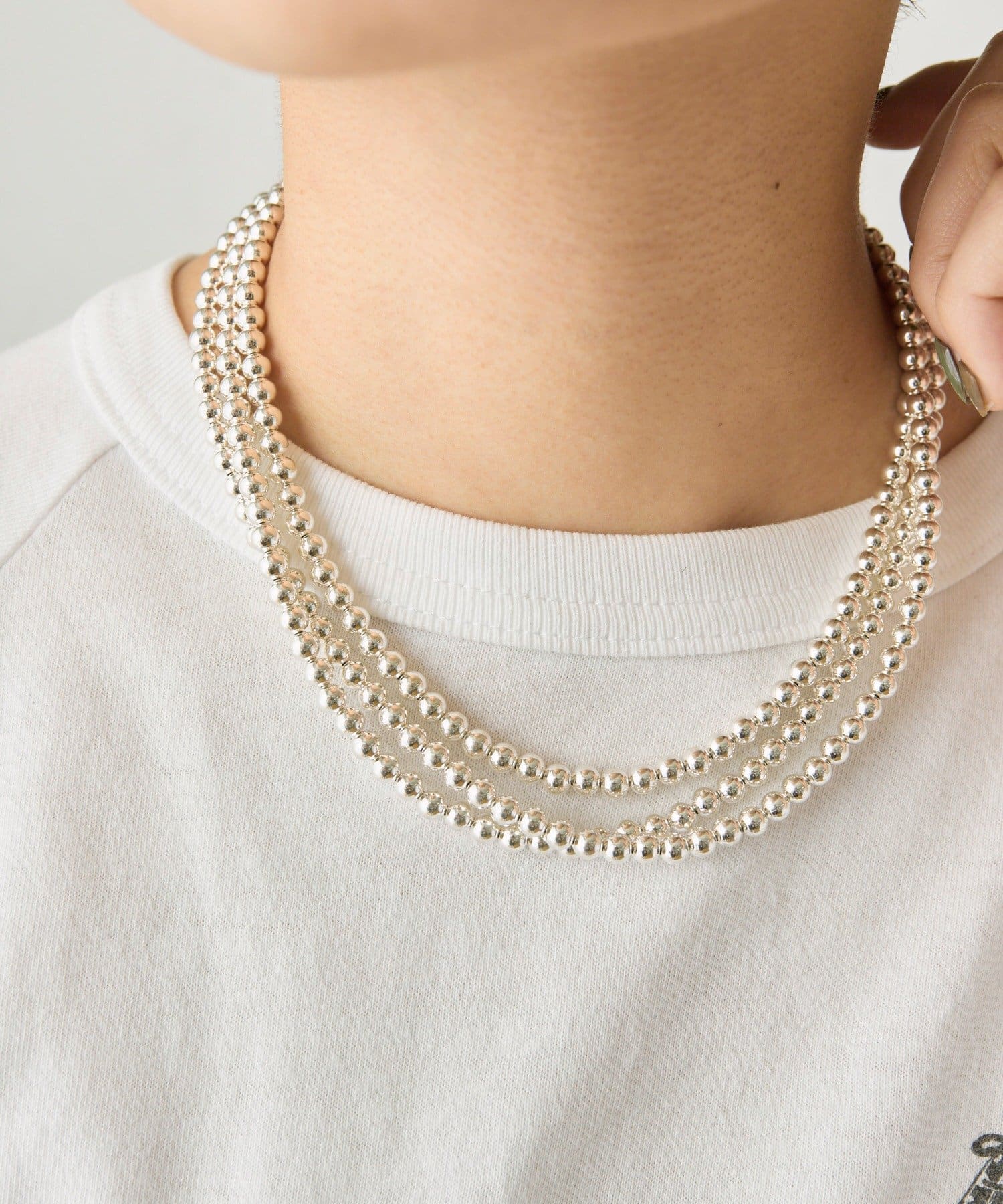 ear PAPILLONNER(イア パピヨネ) 《スターリングシルバー使用》ナバホパール5×125ネックレス