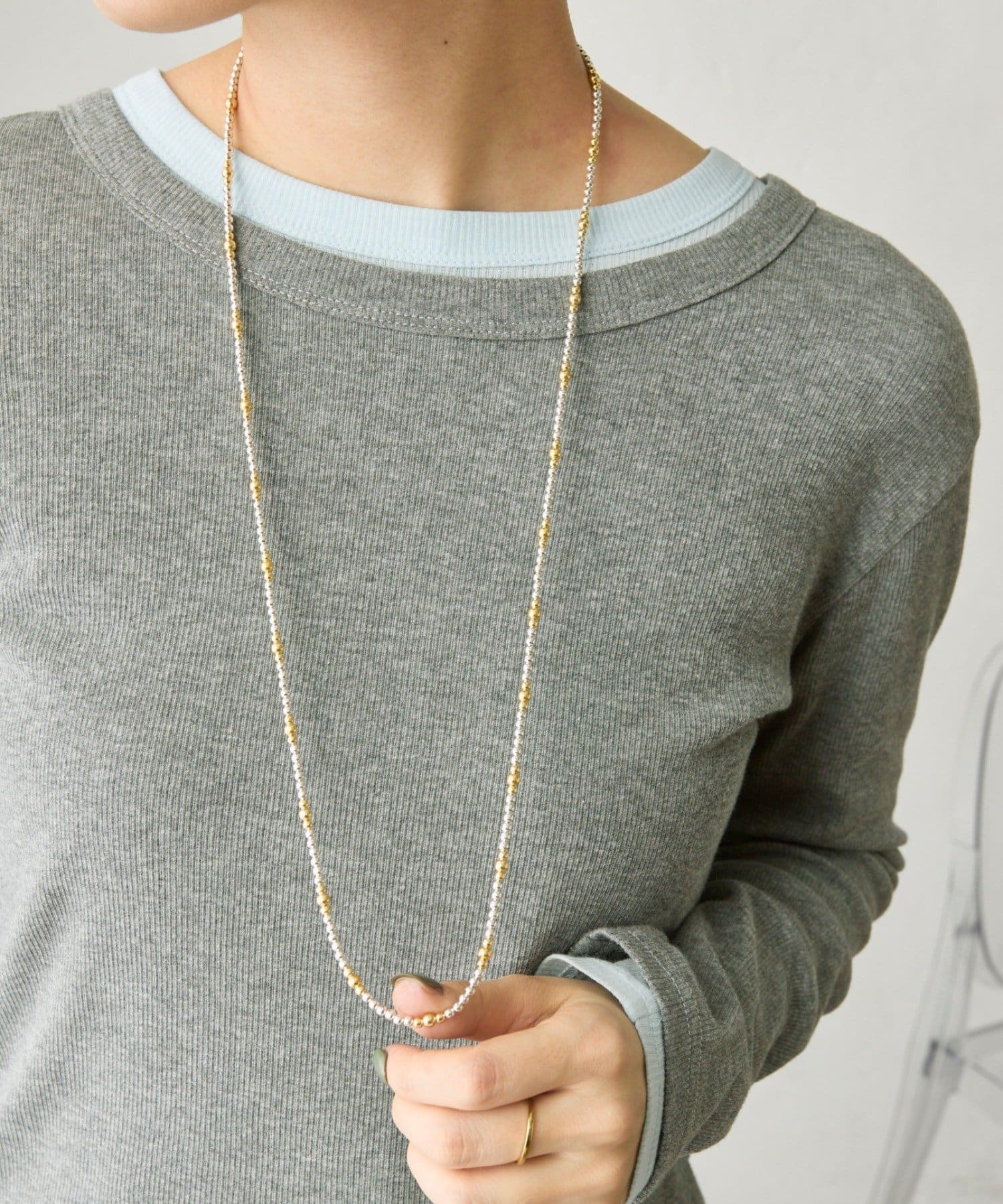 ear PAPILLONNER(イア パピヨネ) 《スターリングシルバー使用》縞々ナバホパール3×80ネックレス