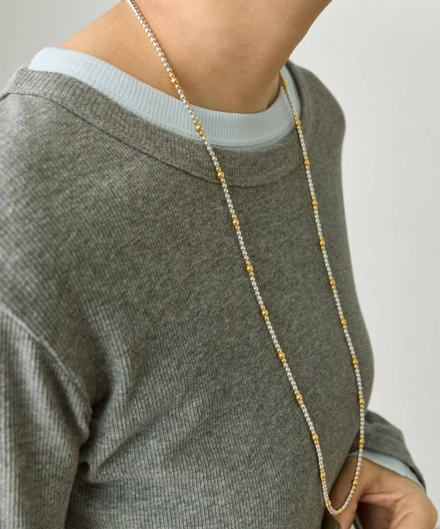 ear PAPILLONNER(イア パピヨネ) 《スターリングシルバー使用》縞々ナバホパール3×80ネックレス