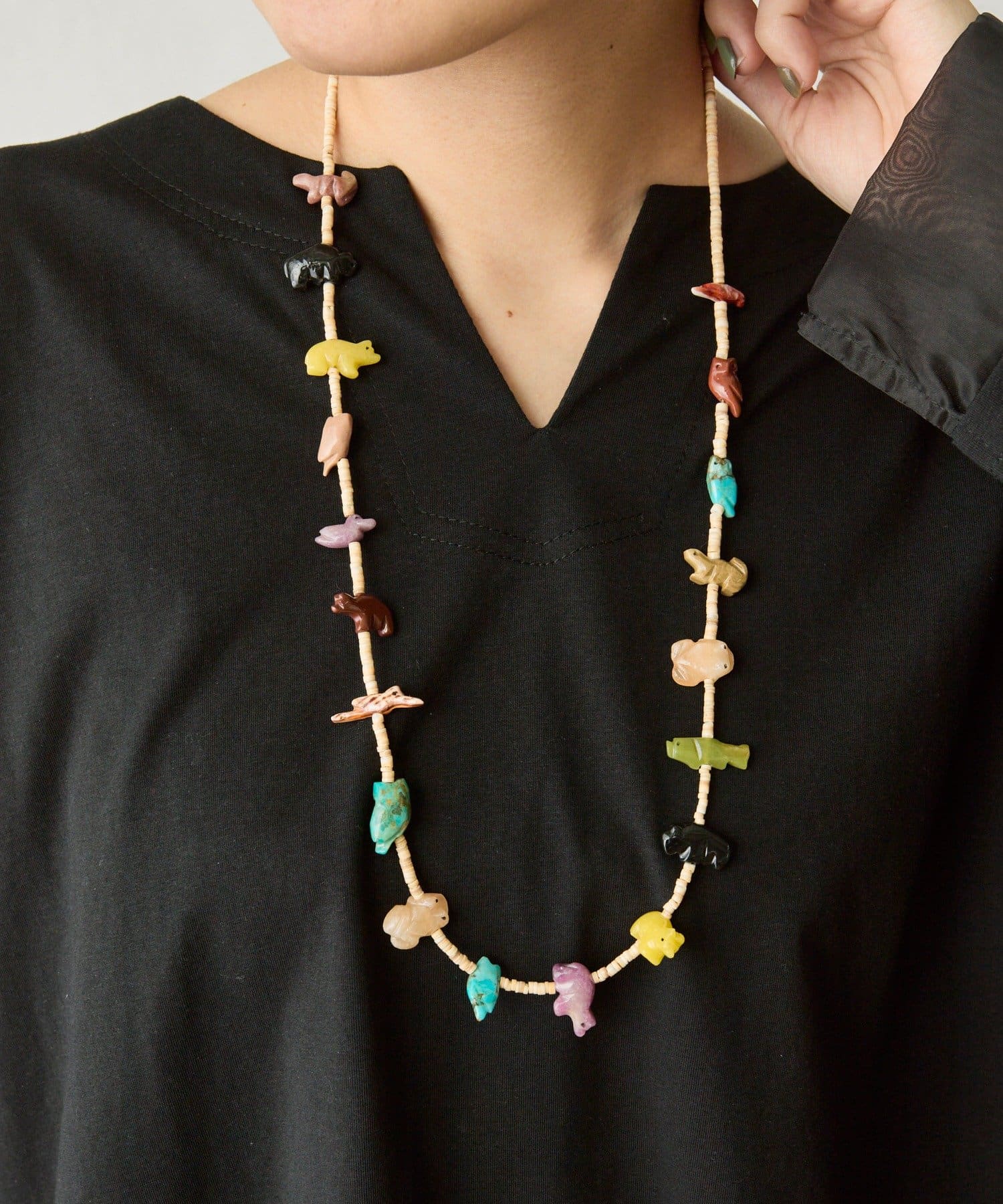 ear PAPILLONNER(イア パピヨネ) 《スターリングシルバー使用》天然石フェティッシュロングネックレス