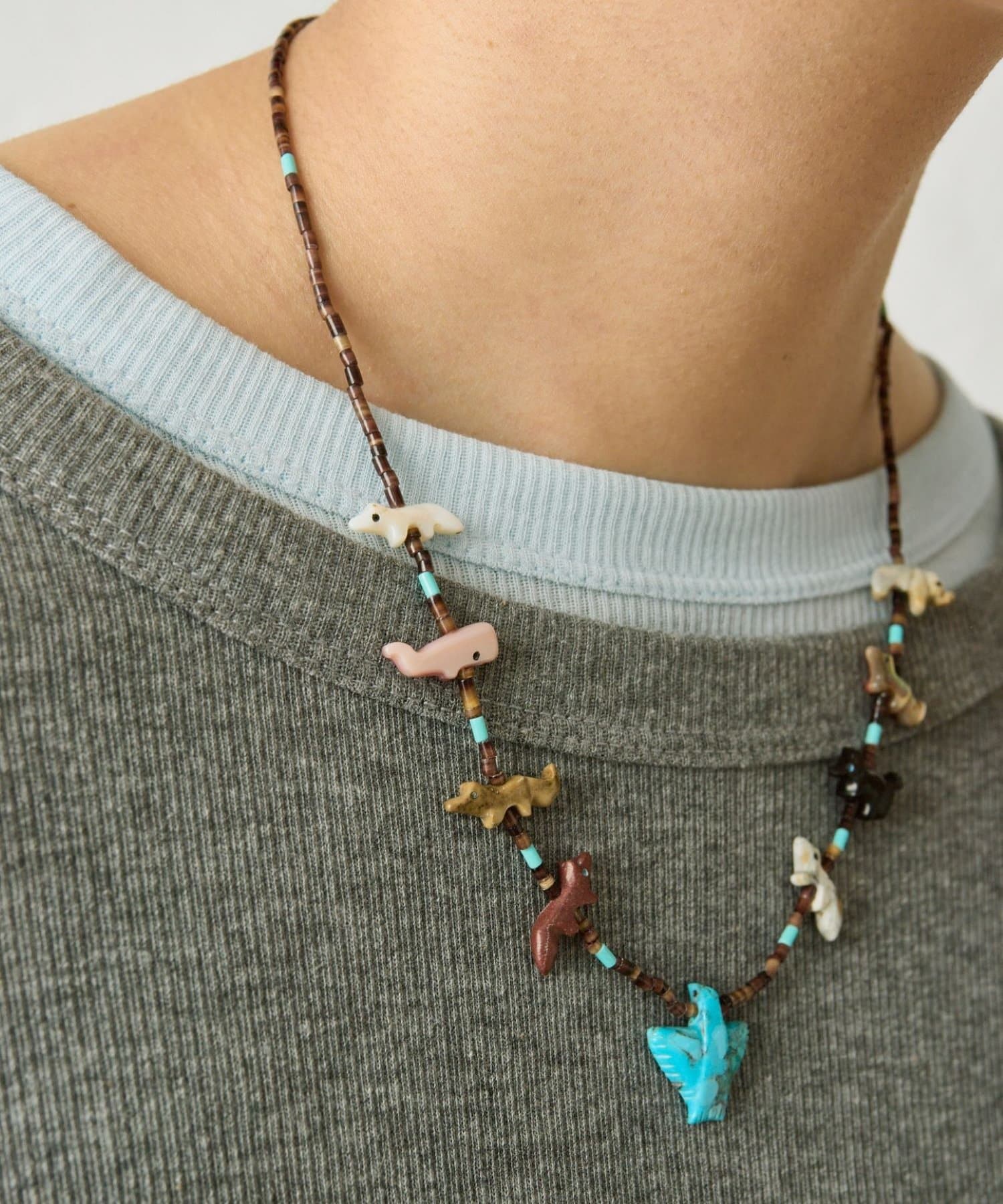 ear PAPILLONNER(イア パピヨネ) 《スターリングシルバー使用》天然石フェティッシュターコイズネックレス