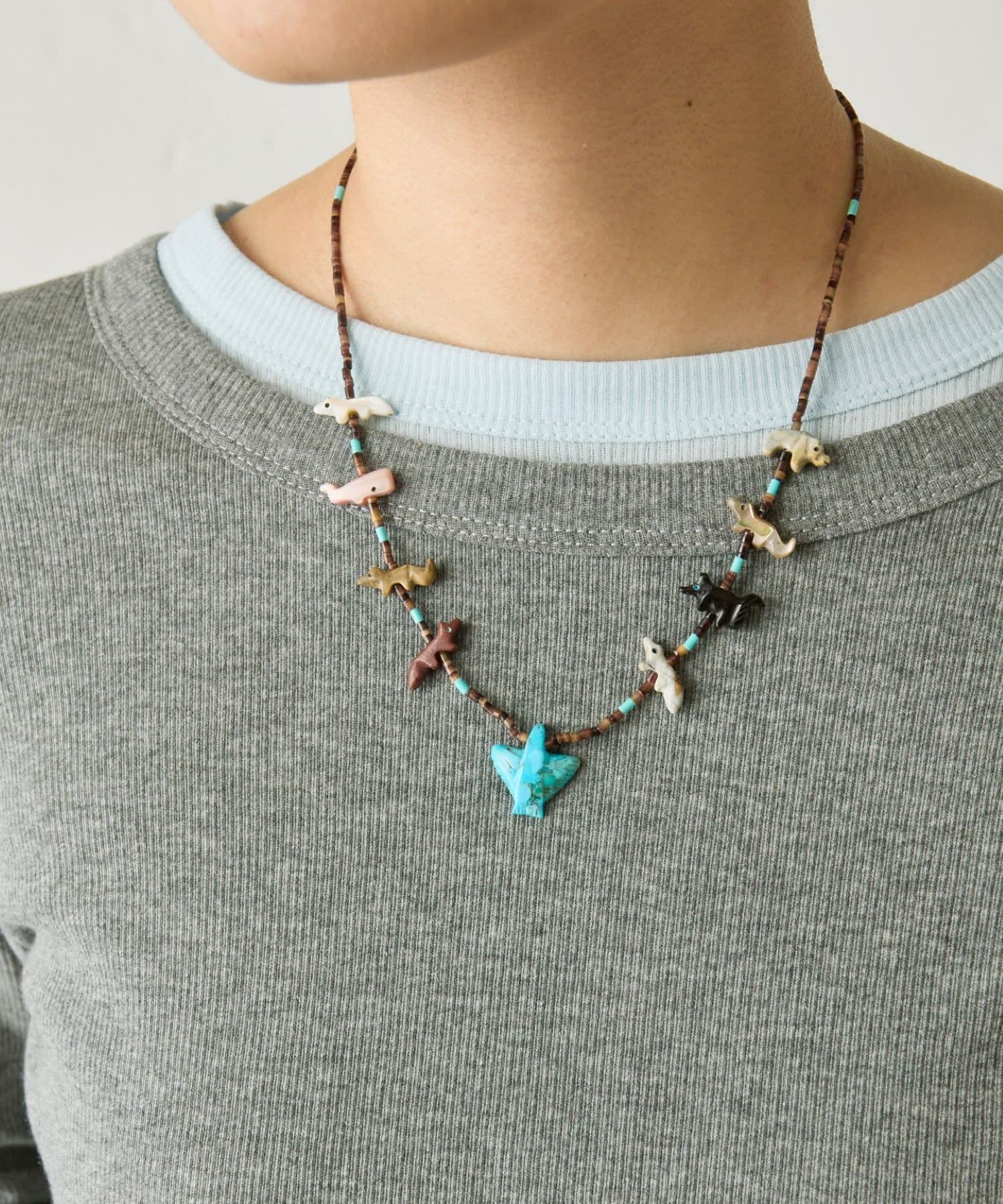 ear PAPILLONNER(イア パピヨネ) 《スターリングシルバー使用》天然石フェティッシュターコイズネックレス