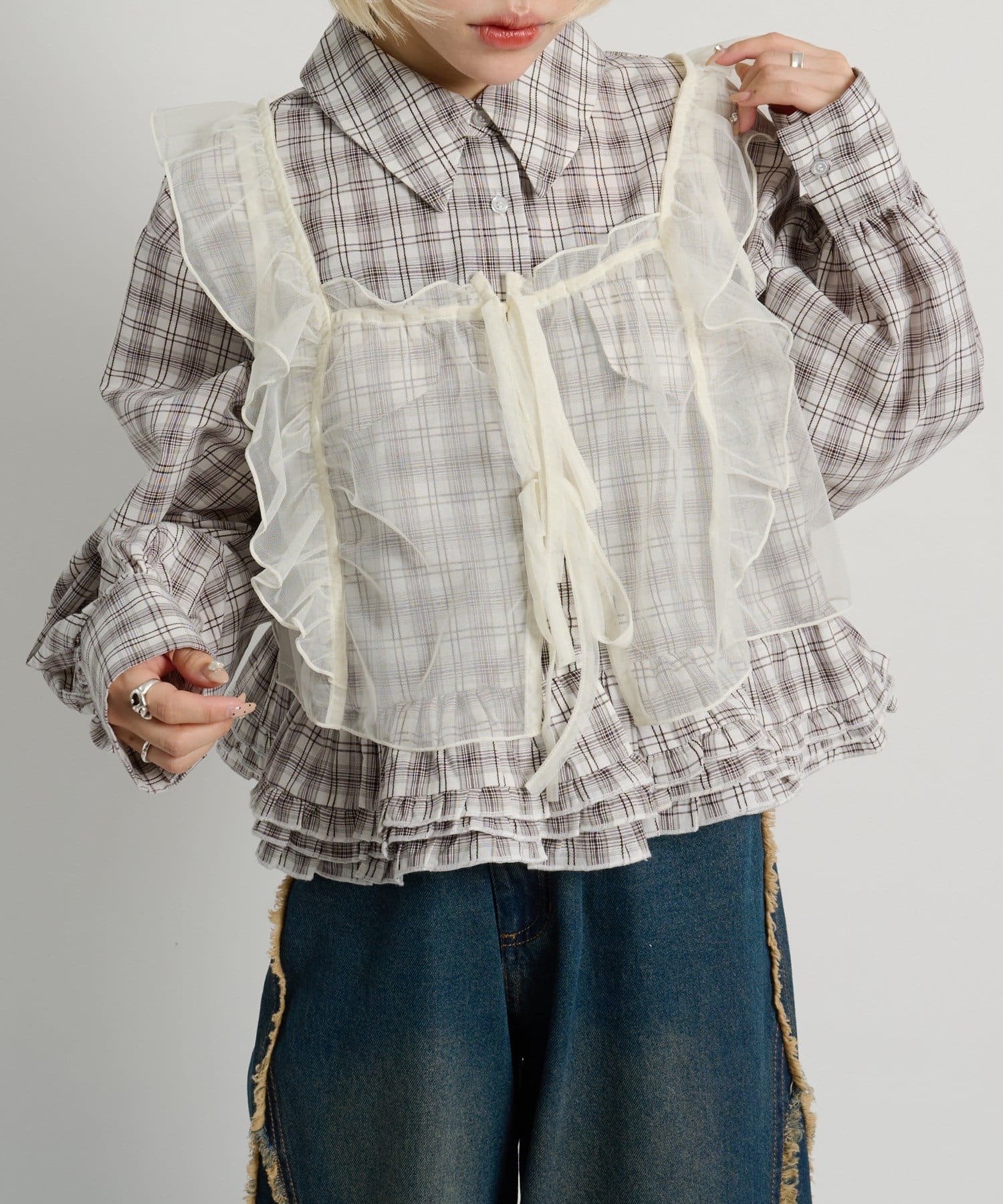 w closet(ダブルクローゼット) フリルチュールベスト