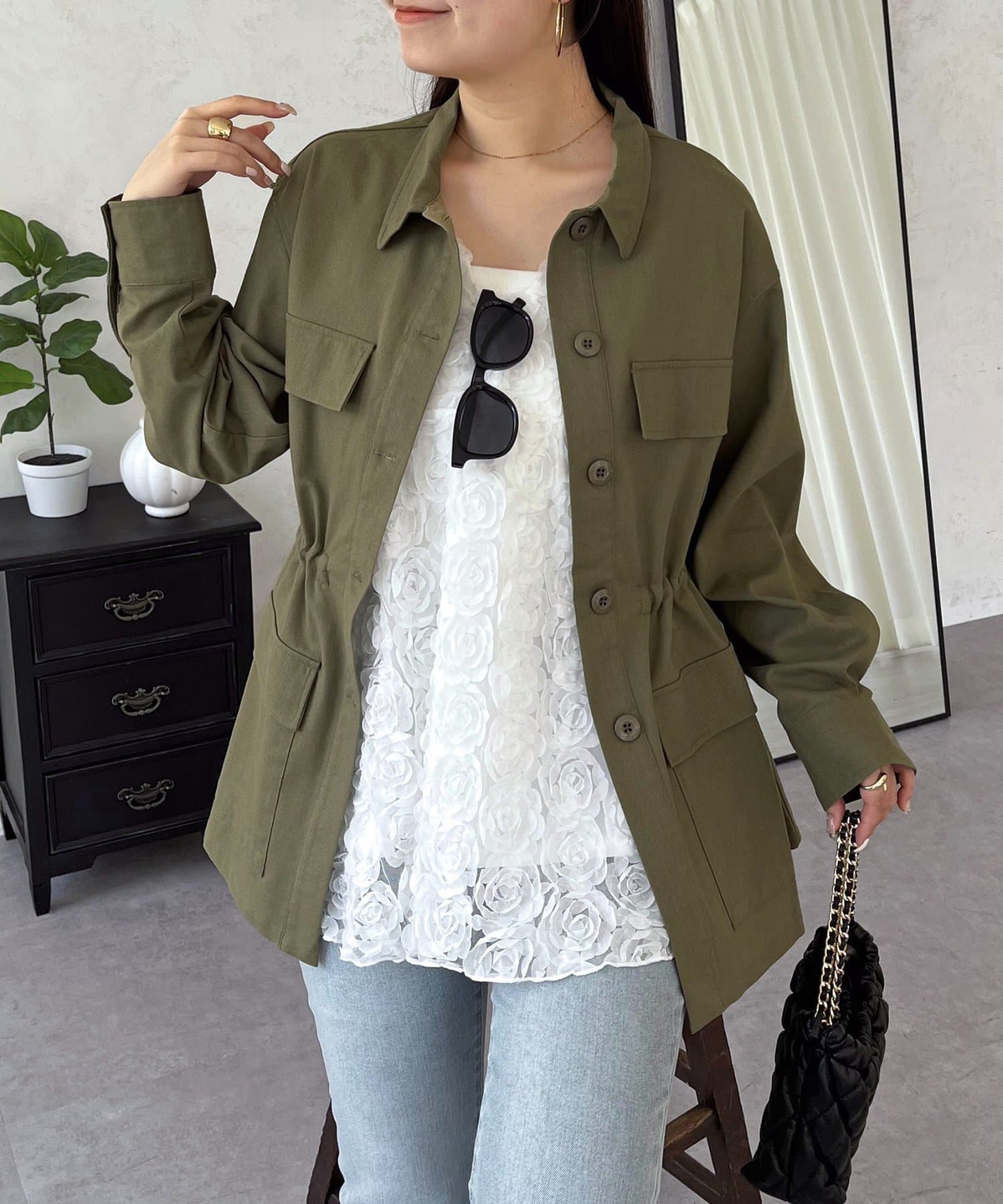 prose verse(プロズヴェール) ドロストペプラムミリタリーシャツジャケット