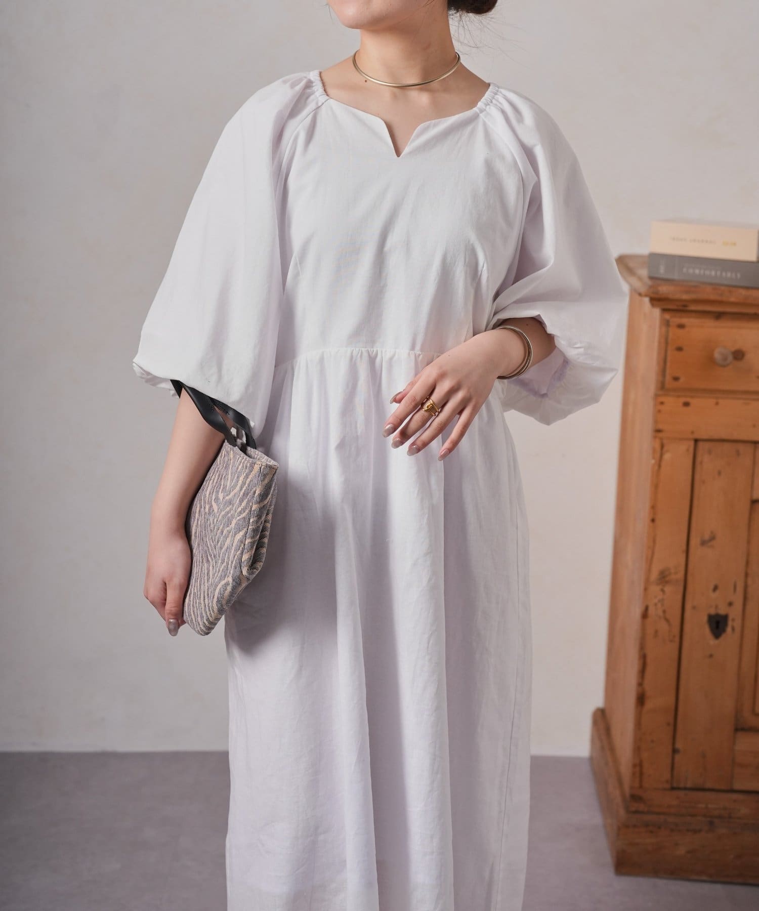 Jena　espace merveilleux(ジェナ　エスパスメルヴェイユ) 【さわ企画】【WEB限定】バルーン袖切替ワンピ