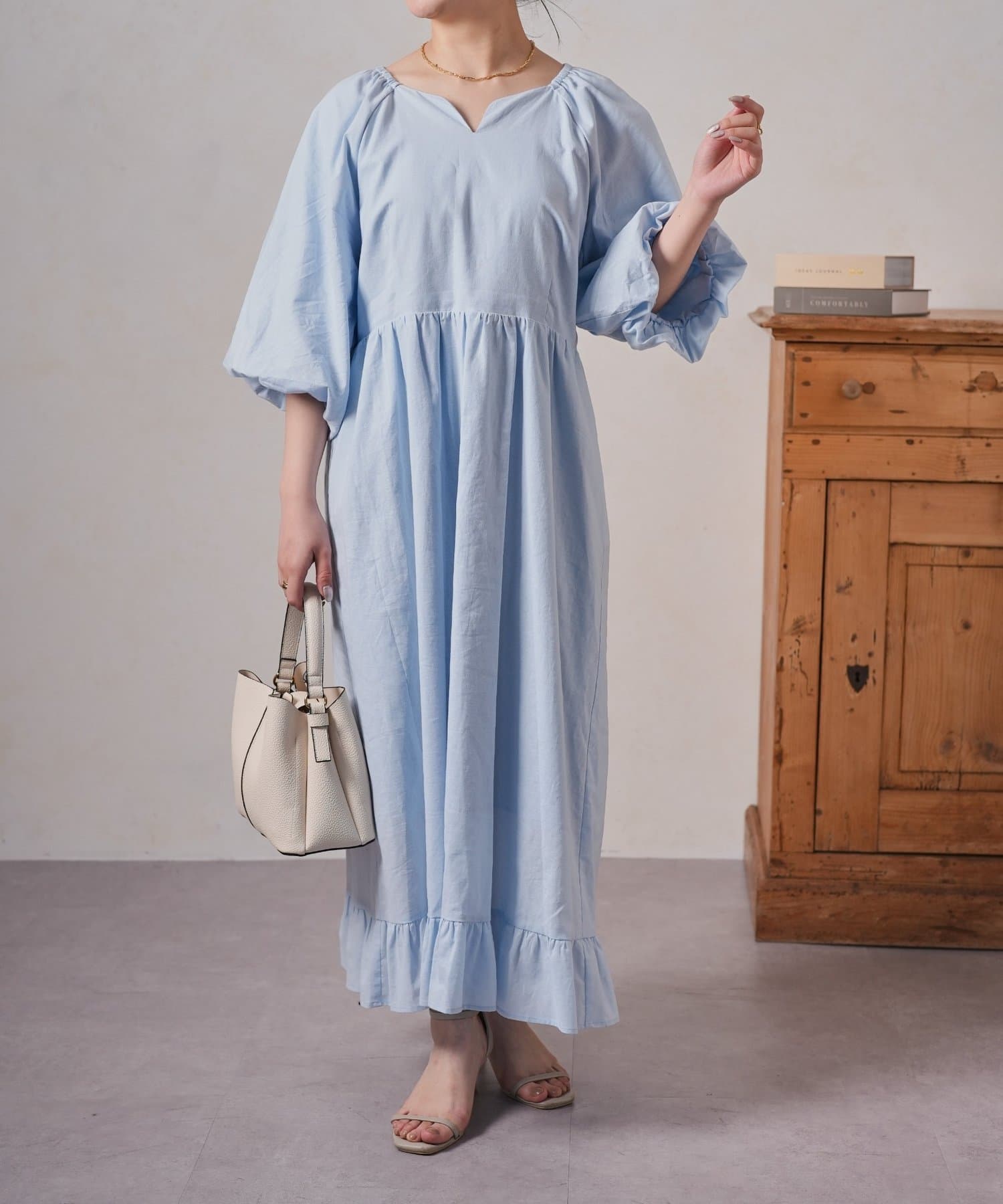 Jena　espace merveilleux(ジェナ　エスパスメルヴェイユ) 【さわ企画】【WEB限定】バルーン袖切替ワンピ