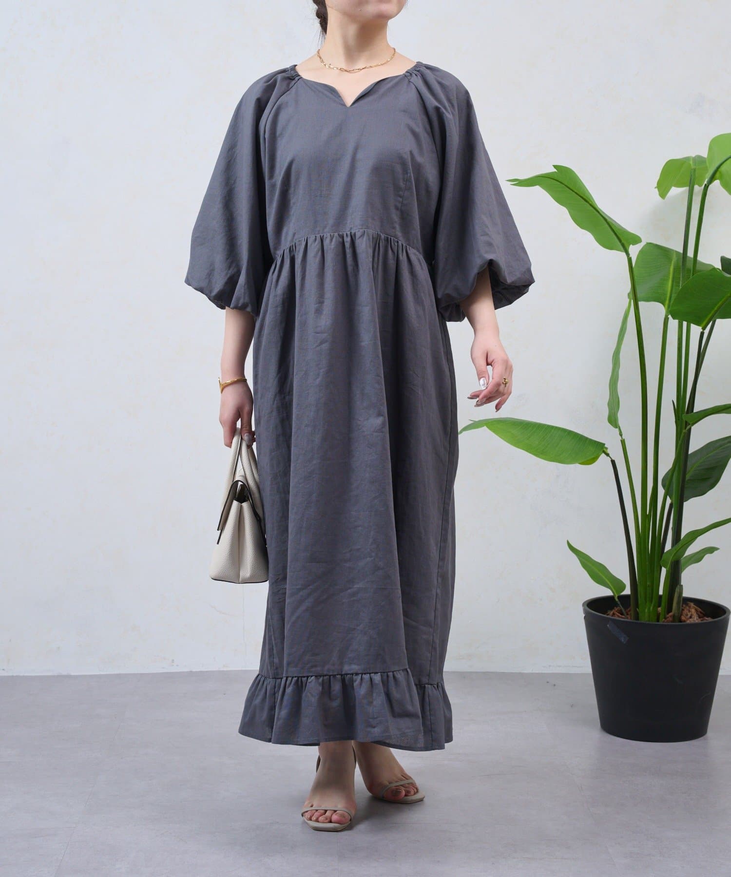 Jena　espace merveilleux(ジェナ　エスパスメルヴェイユ) 【さわ企画】【WEB限定】バルーン袖切替ワンピ