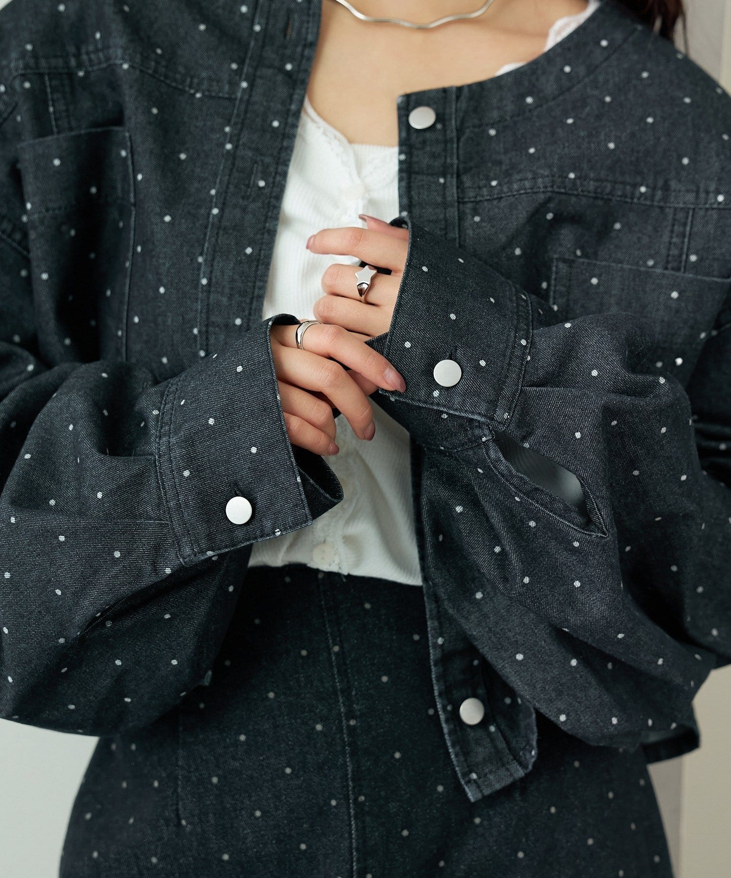 mystic(ミスティック) スタッズデニムシャツジャケット