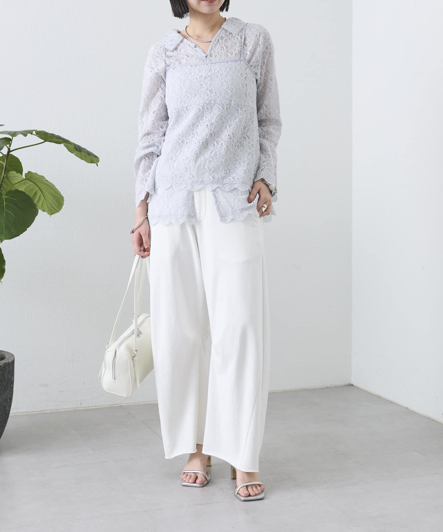 OUTLET(アウトレット) 【mystic】レースビスチェセットブラウス