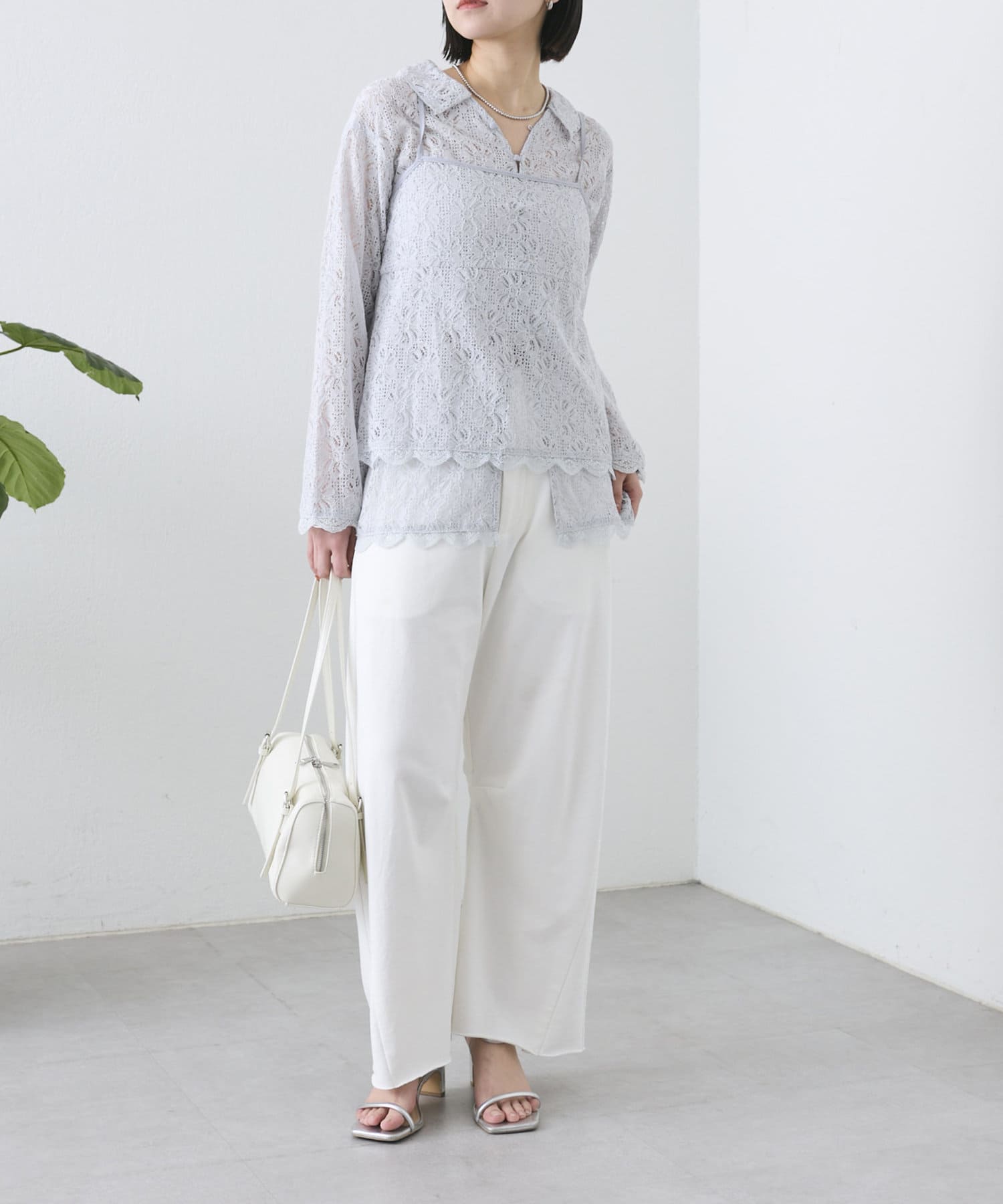 OUTLET(アウトレット) 【mystic】レースビスチェセットブラウス