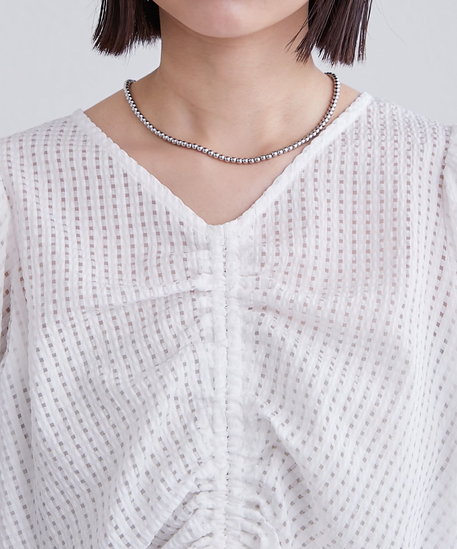 OUTLET(アウトレット) 【mystic】シアーチェックシャーリングブラウス