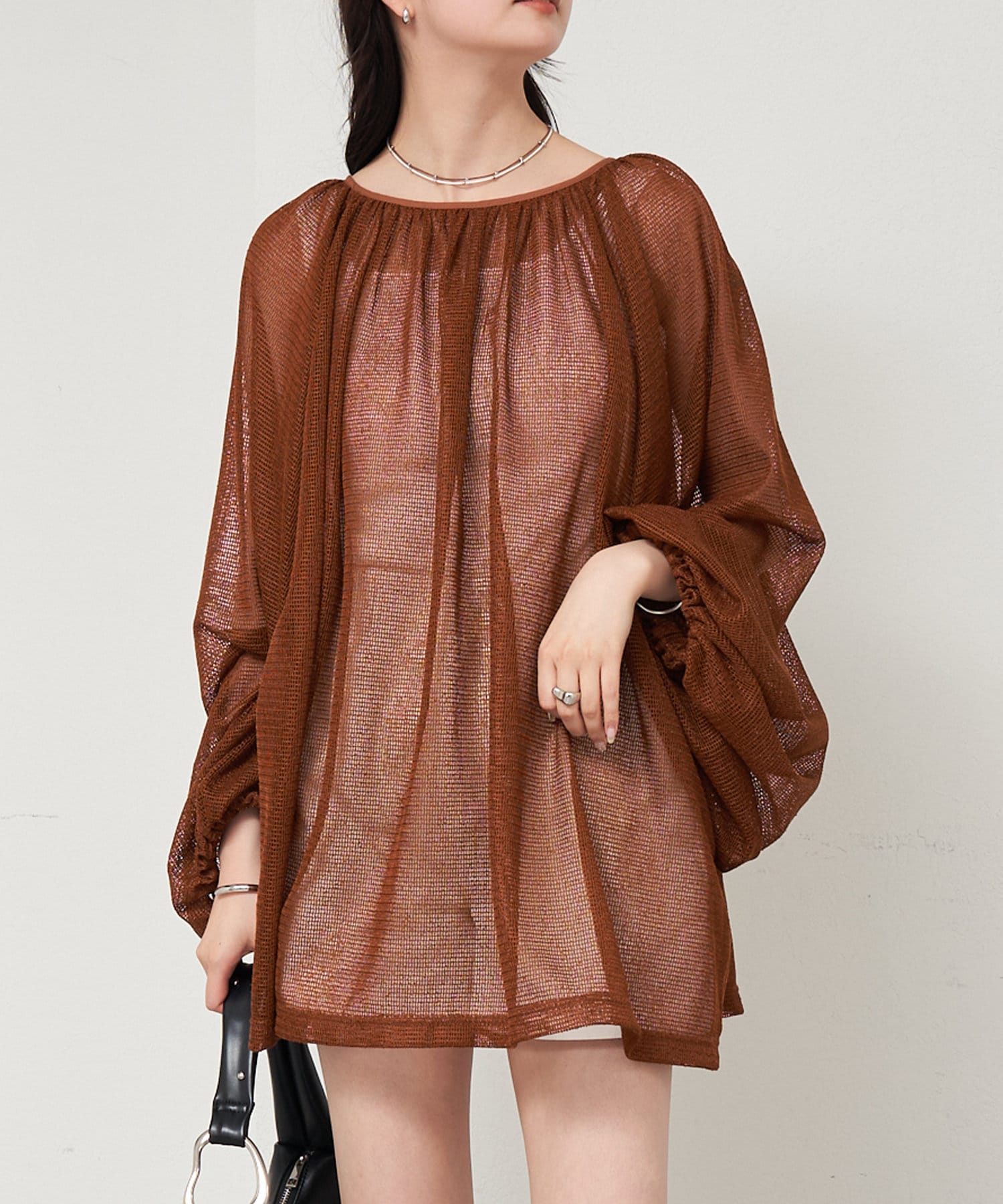 OUTLET(アウトレット) 【mystic】メッシュリボンブラウス