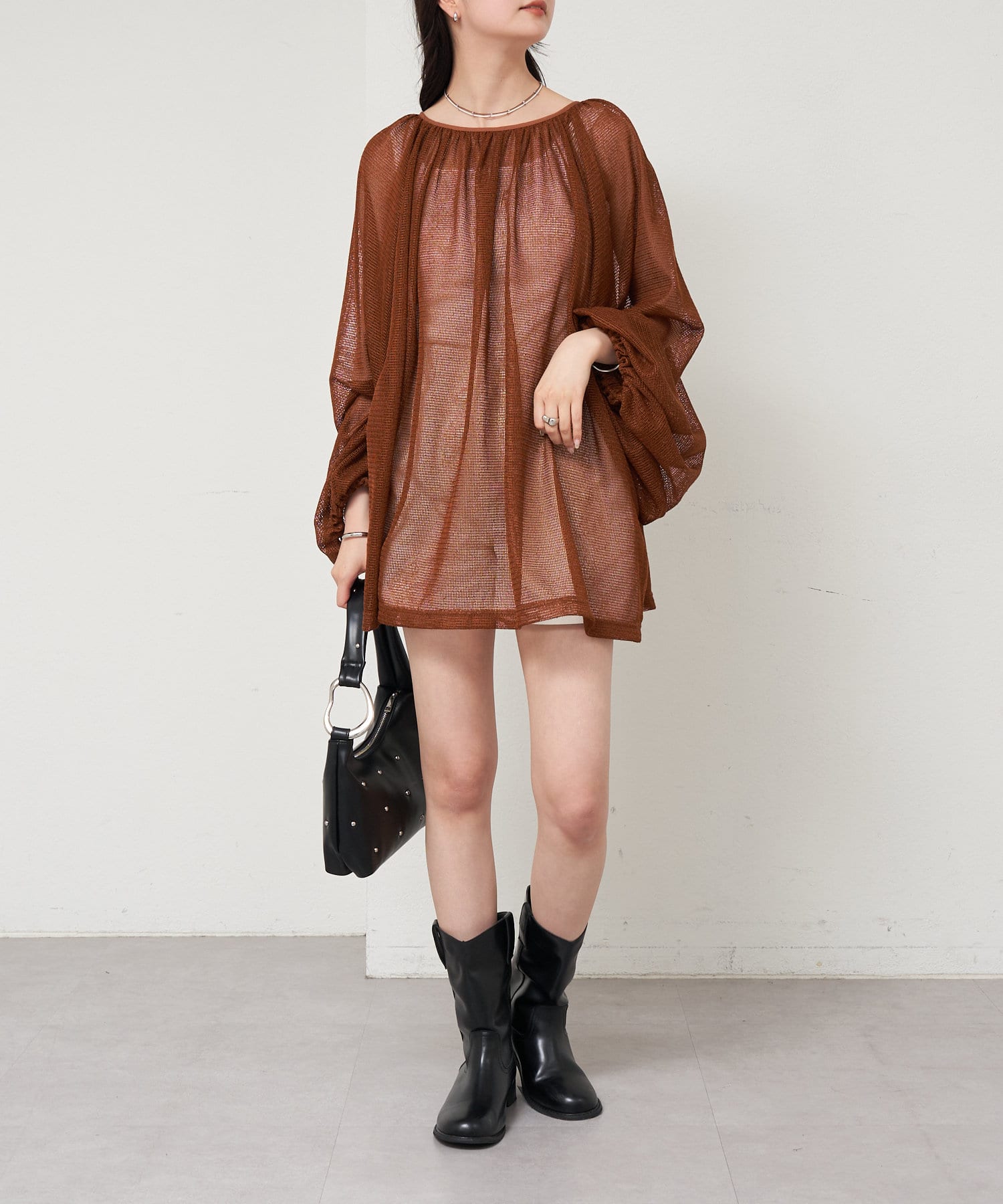 OUTLET(アウトレット) 【mystic】メッシュリボンブラウス