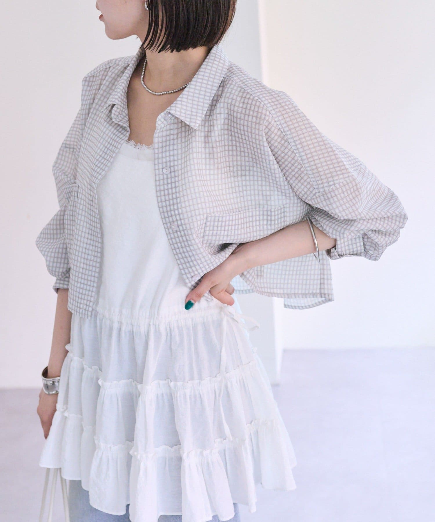 OUTLET(アウトレット) 【mystic】シアーショートシャツ