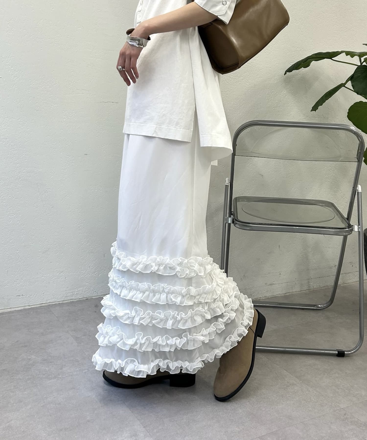 OUTLET(アウトレット) 【mystic】裾ティアードスカート