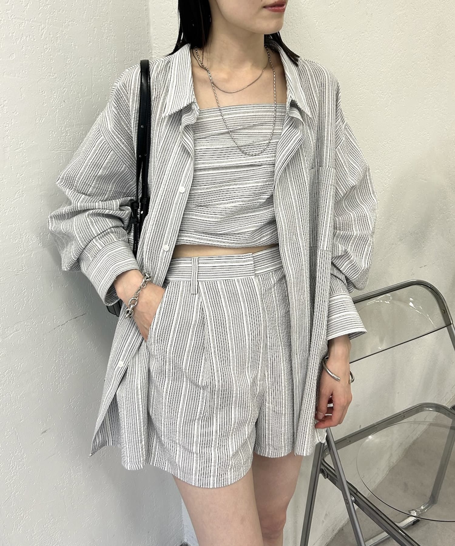 OUTLET(アウトレット) 【mystic】ストライプショートパンツ