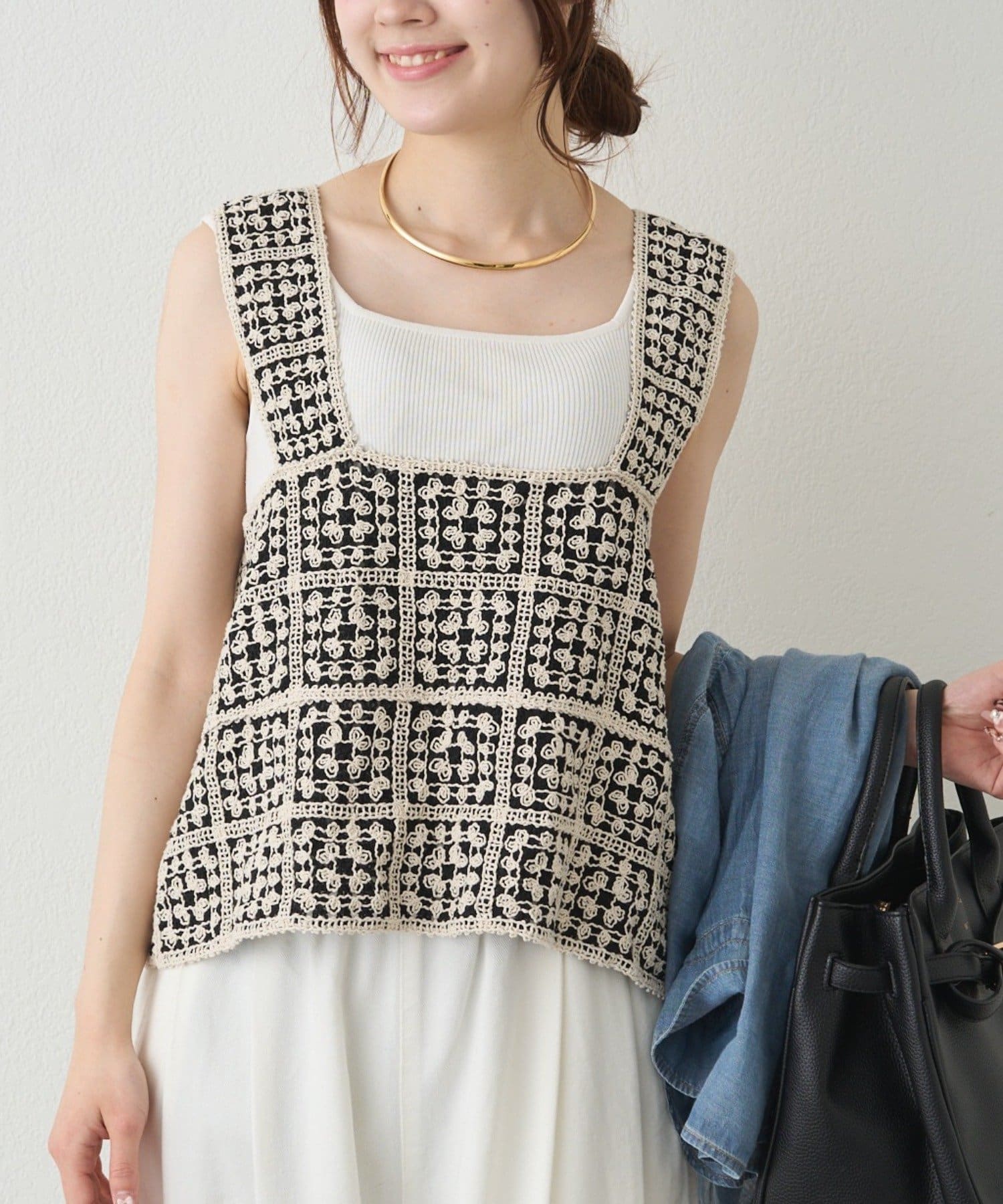 PUAL CE CIN(ピュアルセシン) 【リバイバル/新色追加】クロシェ編み風ビスチェ