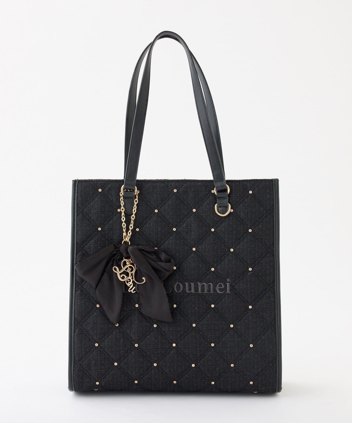 one after another NICE CLAUP(ワンアフターアナザー ナイスクラップ) 【LouLoumei】キルティングビジューリボンチャームキャリーオントート