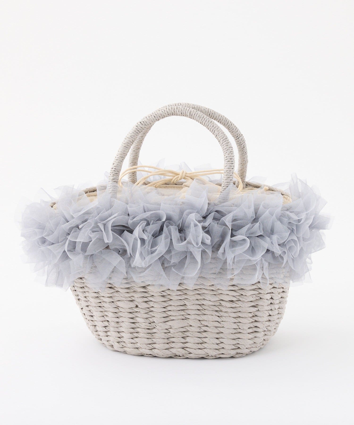 one after another NICE CLAUP(ワンアフターアナザー ナイスクラップ) チュール付きカゴバッグ