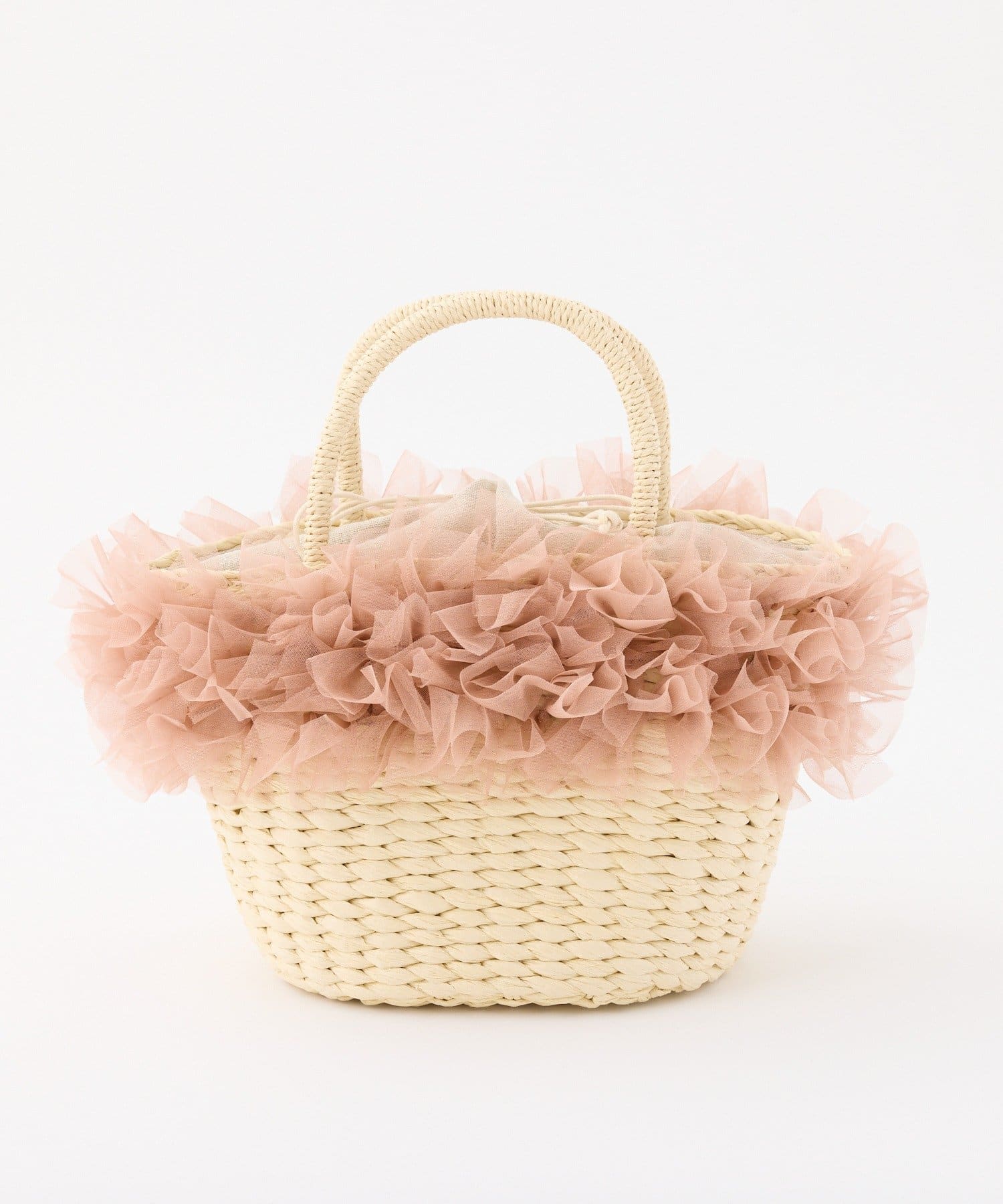 one after another NICE CLAUP(ワンアフターアナザー ナイスクラップ) チュール付きカゴバッグ