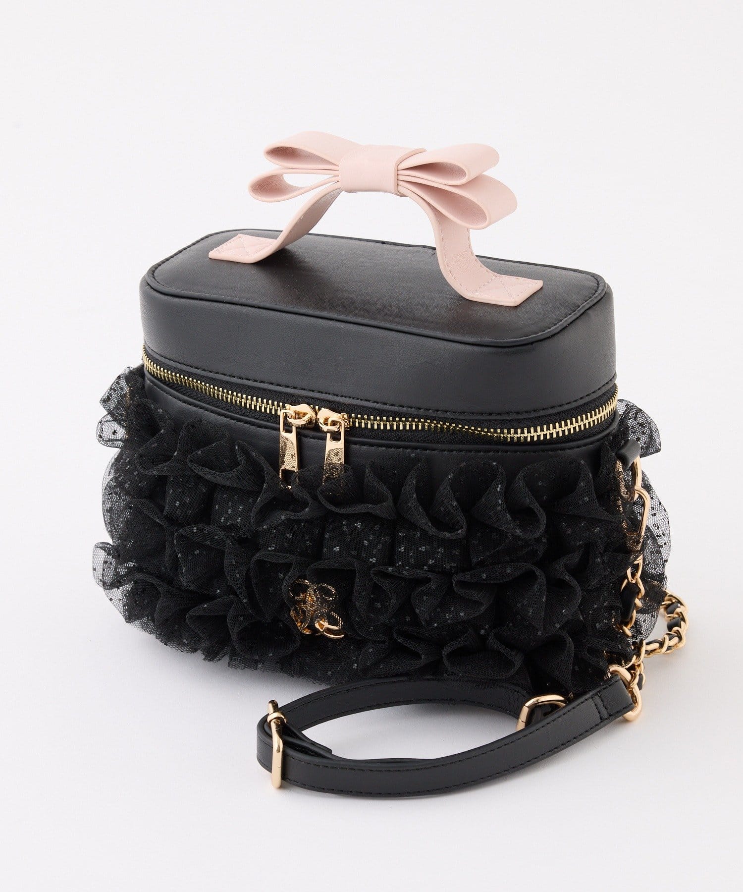 one after another NICE CLAUP(ワンアフターアナザー ナイスクラップ) チュールフリルリボンバニティバッグ