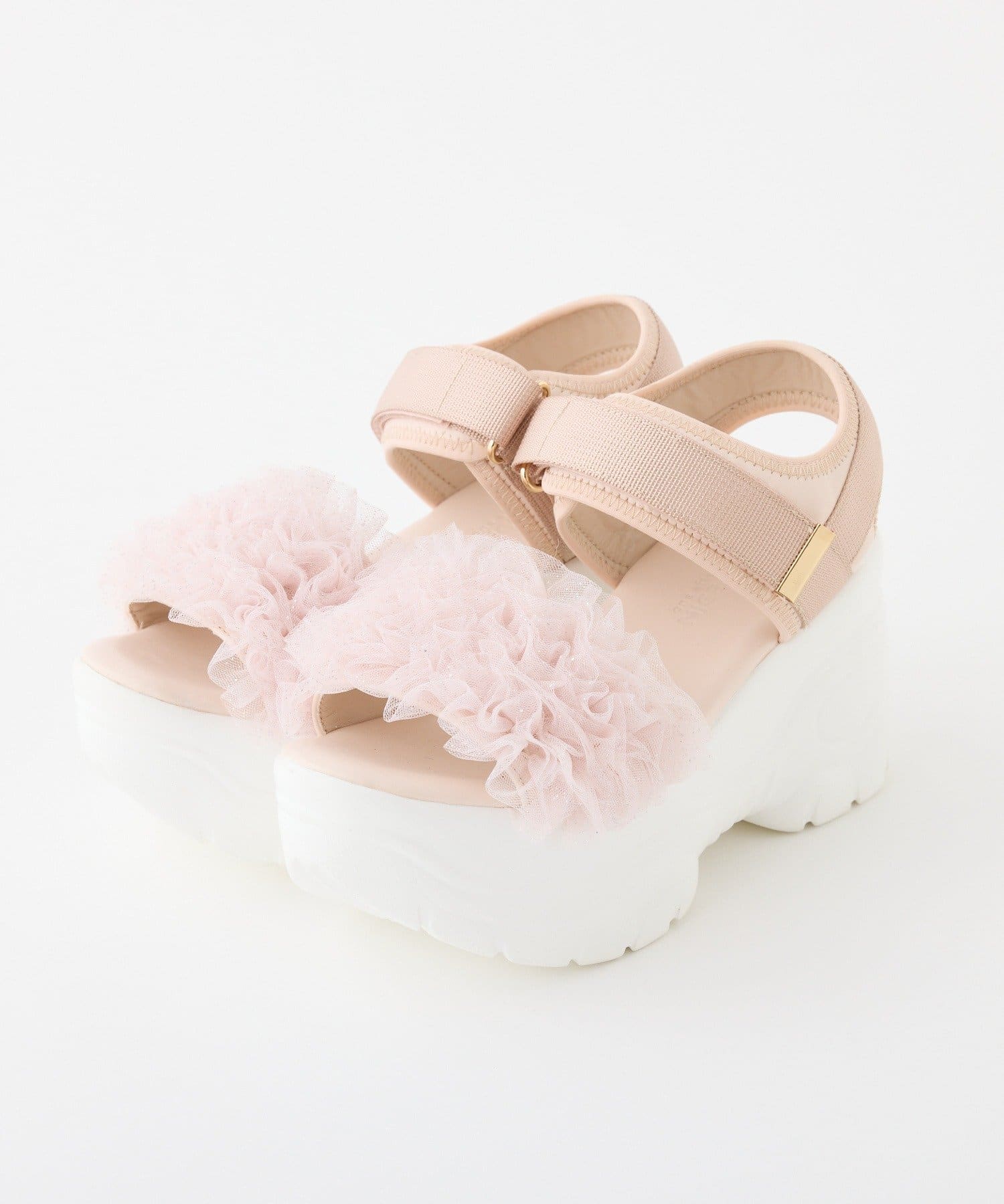 one after another NICE CLAUP(ワンアフターアナザー ナイスクラップ) チュールフリル厚底スポサン/ピンク