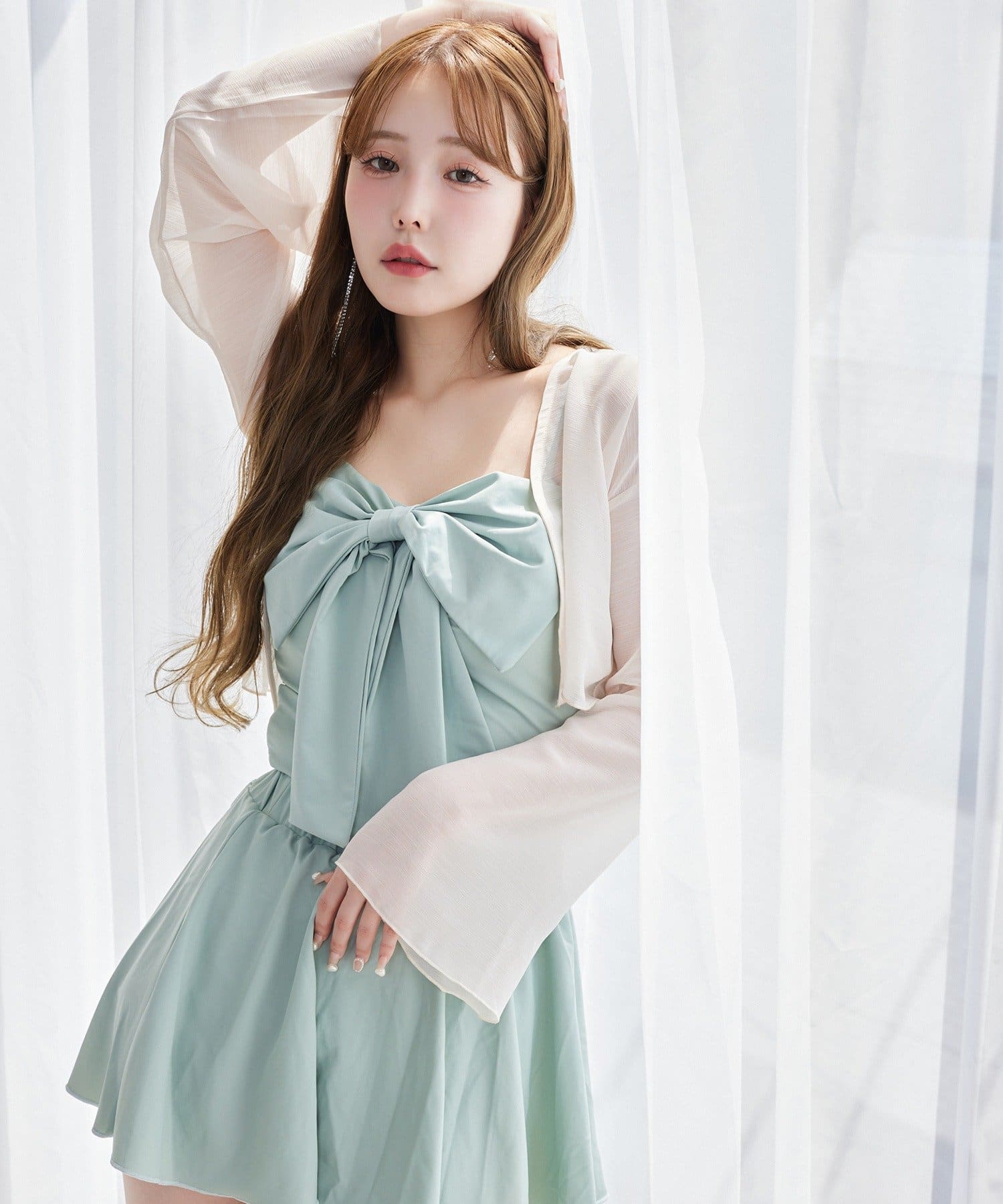 one after another NICE CLAUP(ワンアフターアナザー ナイスクラップ) swimwear/フロントリボン羽織りSET(4点セット)