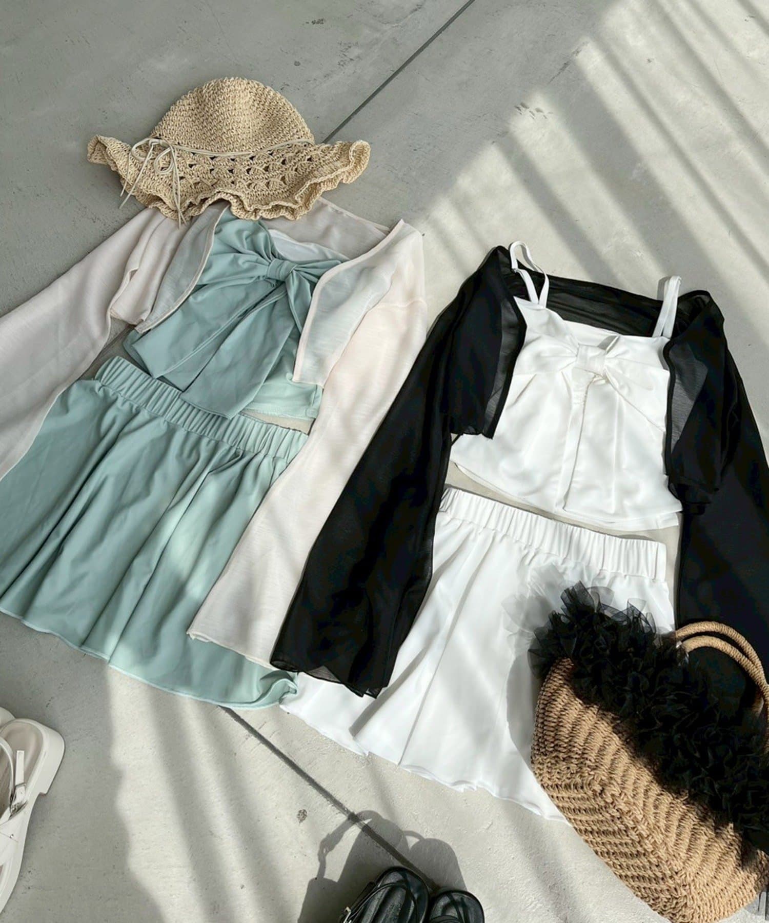 one after another NICE CLAUP(ワンアフターアナザー ナイスクラップ) swimwear/フロントリボン羽織りSET(4点セット)