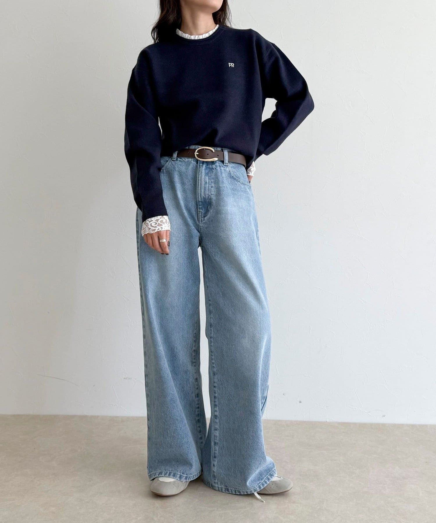 FREDY & GLOSTER(フレディ アンド グロスター) 【1枚でもレイヤードでも◎】レーススリーブ衿フリルロンTシャツ