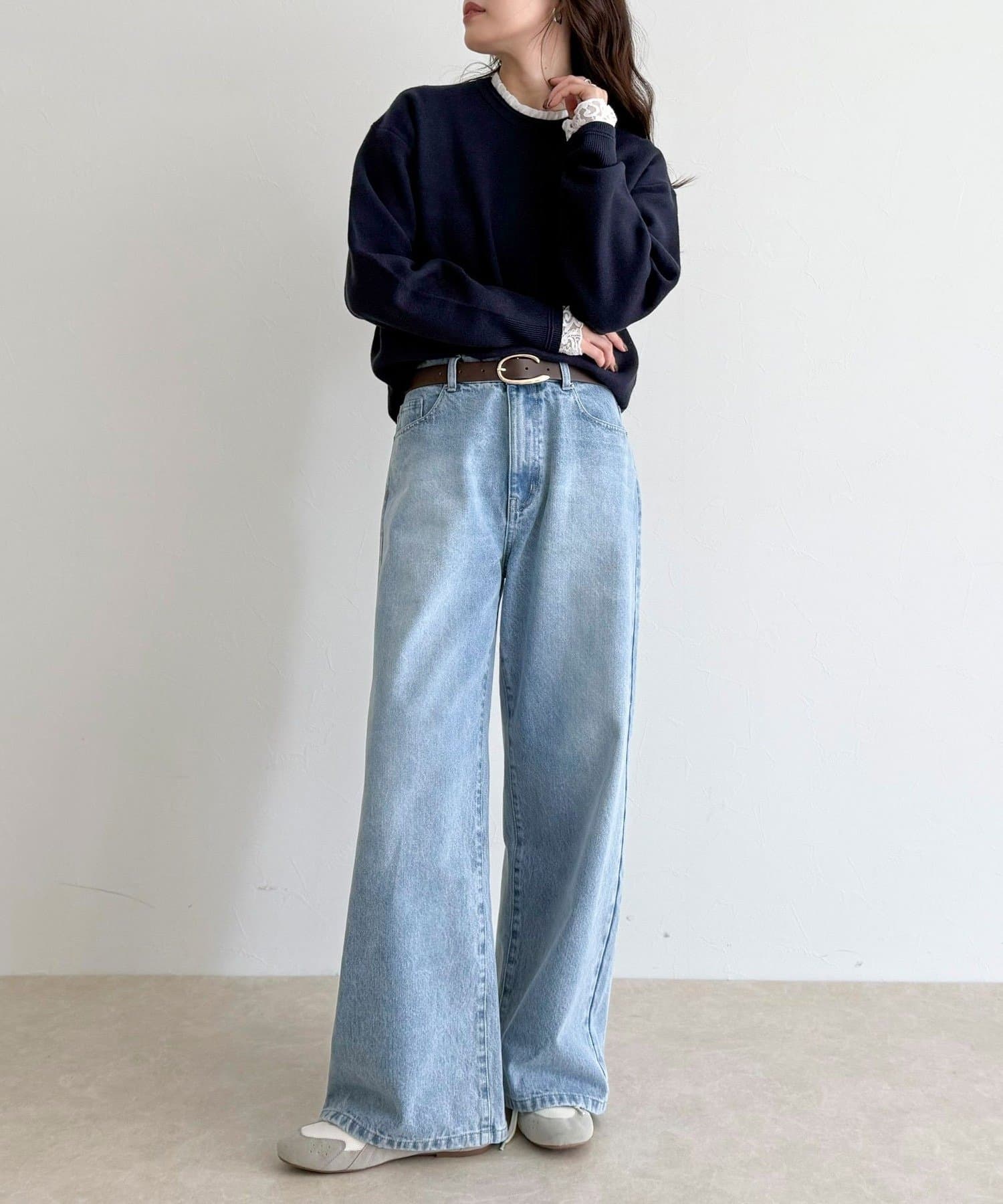 FREDY & GLOSTER(フレディ アンド グロスター) 【1枚でもレイヤードでも◎】レーススリーブ衿フリルロンTシャツ