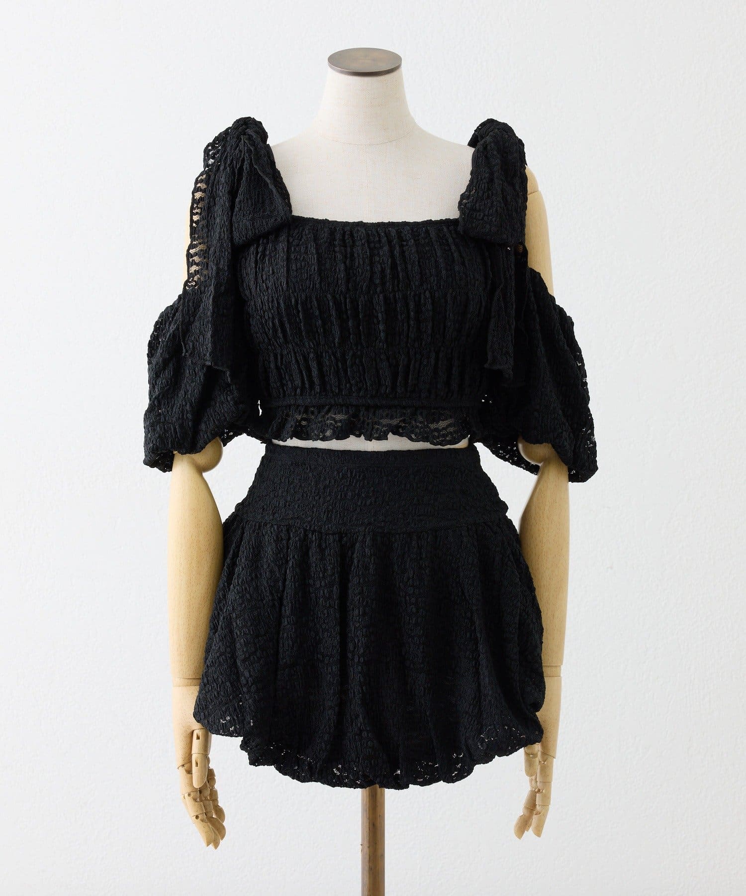 one after another NICE CLAUP(ワンアフターアナザー ナイスクラップ) swimwear/シャーリングオフショル-バルーンミニスカート（3点セット)